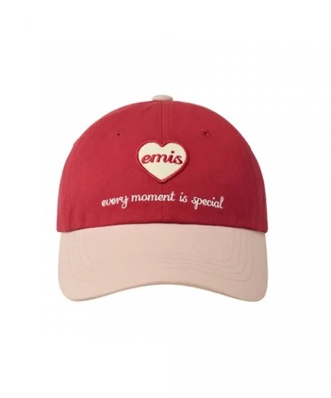HKCG0723-020 HEART WAPPEN TONE ON TONE BALL CAP-RED (A20)