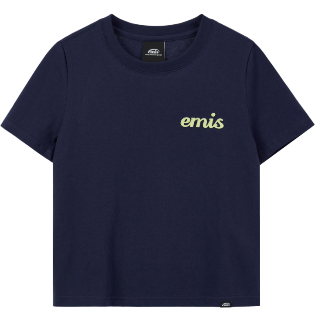 HKCG0723-025 (WOMENS) APPLIQUE T-SHIRT-NAVY (A25)
