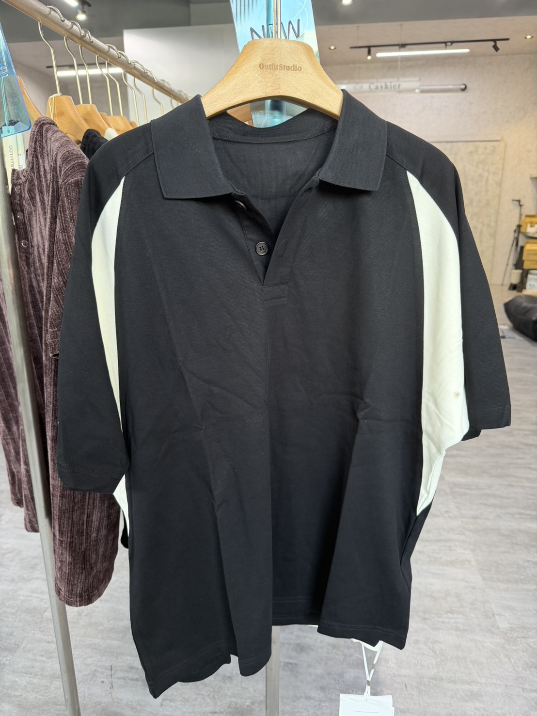 American Vintage Raglan Color-Block Short-Sleeve Polo Shirt