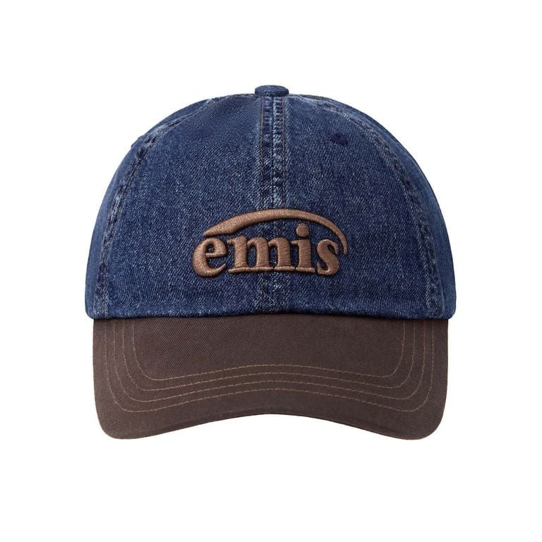 HKCG0723-011 WASHED DENIM BALL CAP-BLUE/BROWN (A11)