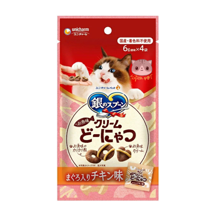 Unicharm 銀匙 吞拿魚+雞肉 貓脆餅 24g (6g x 4)