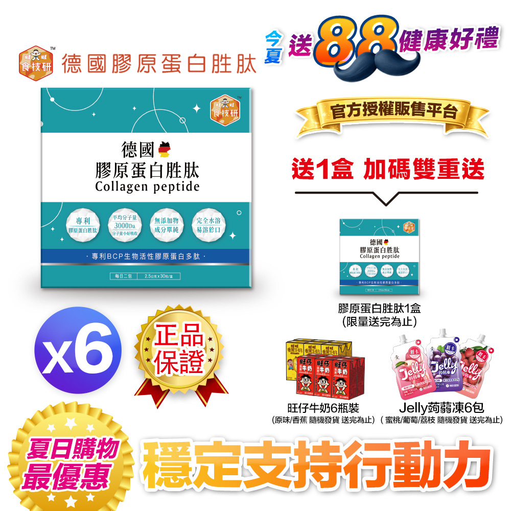 【送一盒＋再拿雙好禮】每日關鍵補給｜穩定支持行動力｜【食技研】德國專利膠原蛋白胜肽-增強行動力(專利FORTIGEL®)六盒入