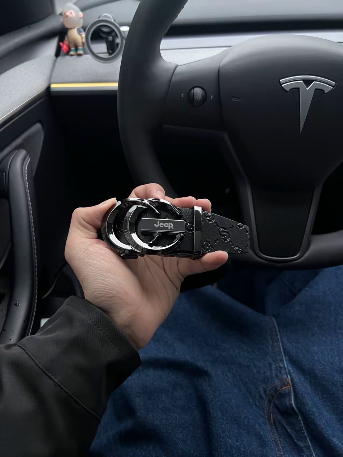 JEEP 雙C扣頭真皮 皮帶 男款 黑色 寬3.5CM 四個尺寸