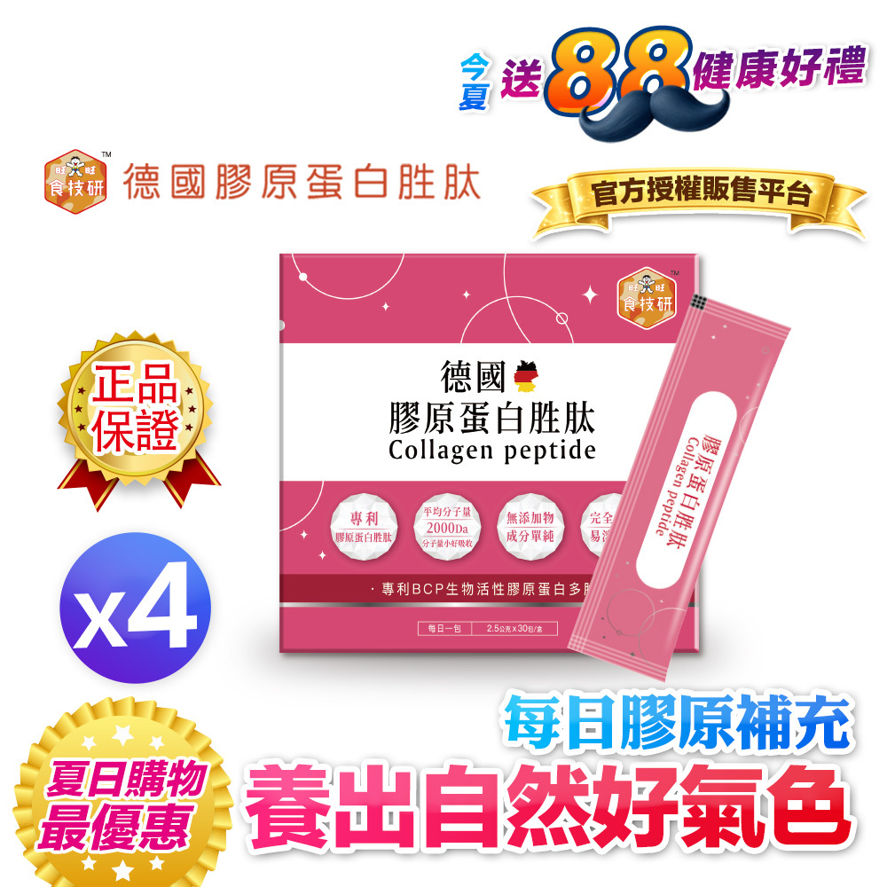 【送$388+輸入再折】每日膠原補給｜皮膚Q彈好氣色｜【食技研】德國專利膠原蛋白胜肽-養顏美容(專利VERISOL®)四盒入