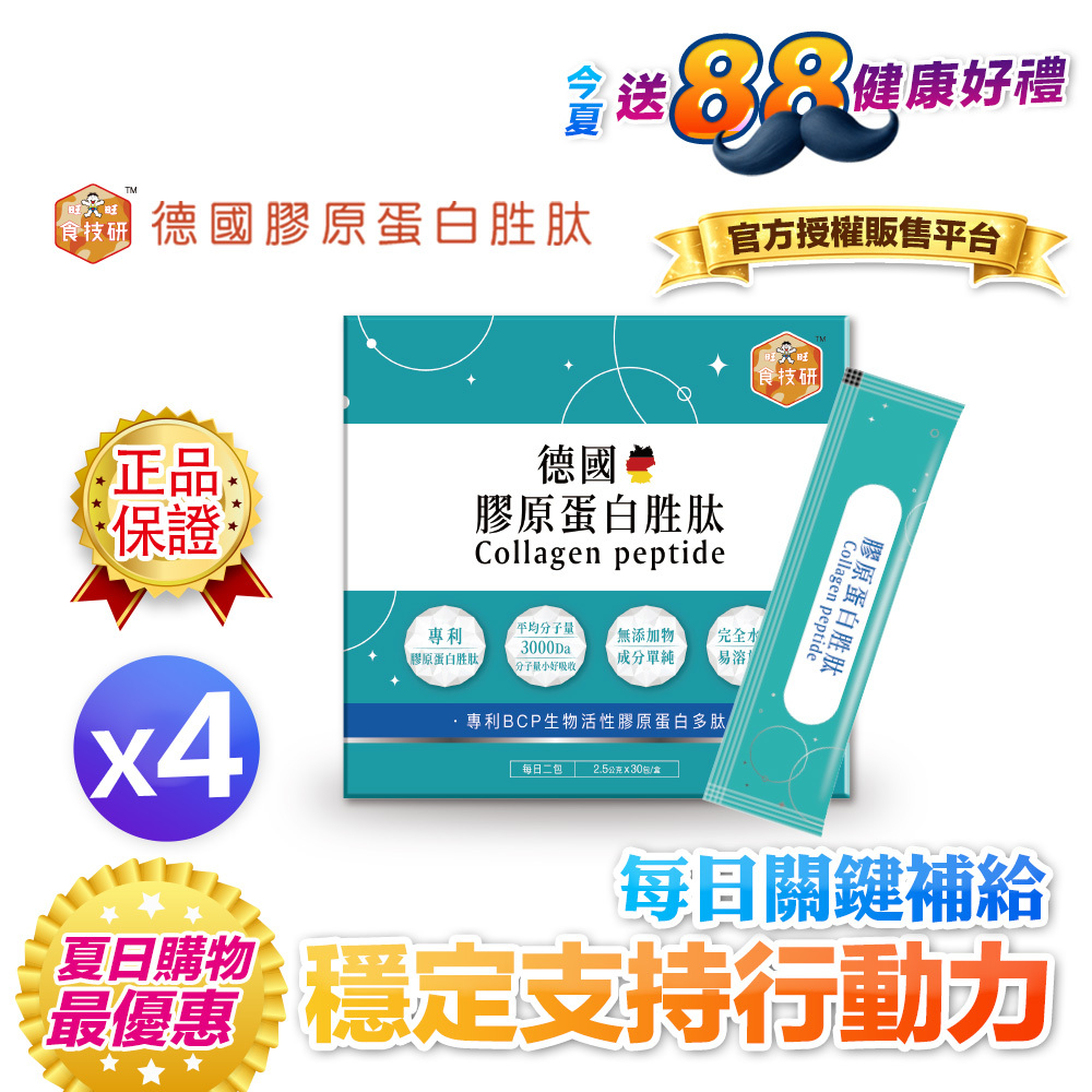【送$388+輸入再折】💪每日關鍵補給｜穩定支持行動力｜【食技研】德國專利膠原蛋白胜肽-增強行動力(專利FORTIGEL®)四盒入