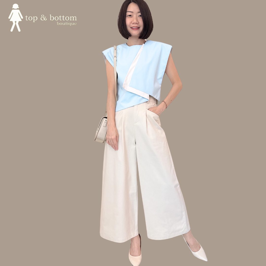 SOLID LAYERED V SLEEVE BLOUSE