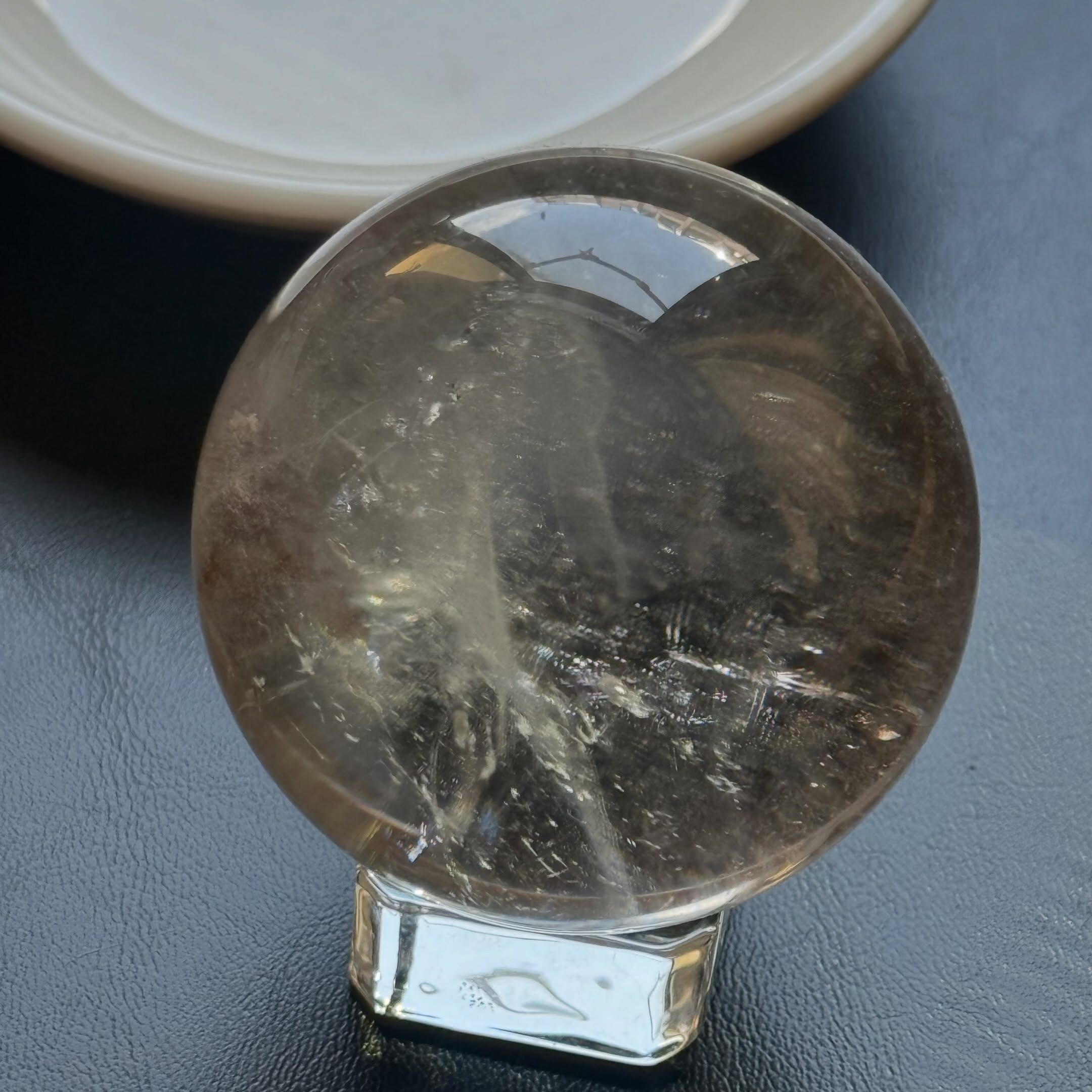 [原石] 白水晶球（附底座） 約 48mm