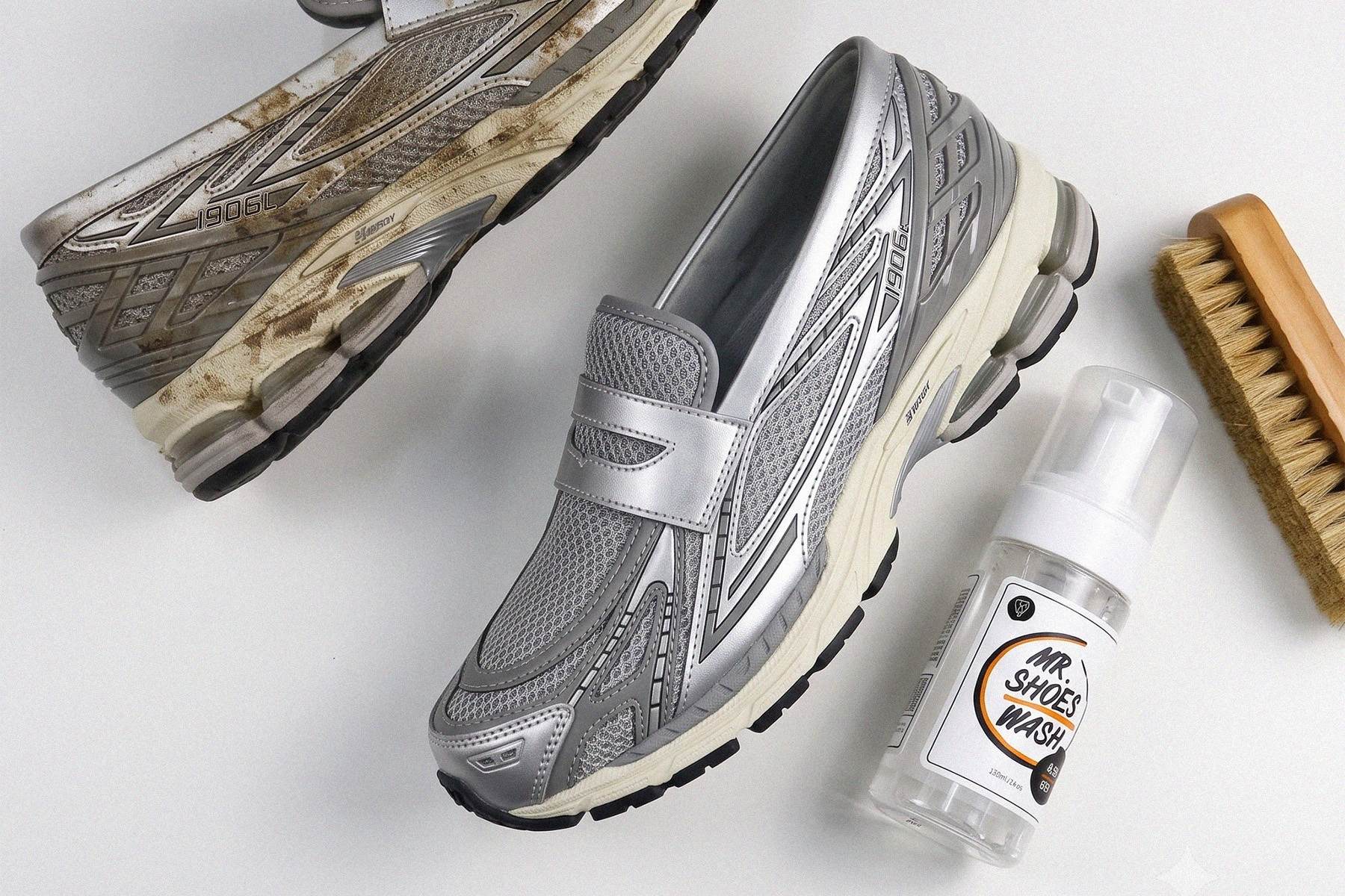 New Balance 1906L 樂福鞋實測洗鞋特工清潔保養雙效慕斯效果