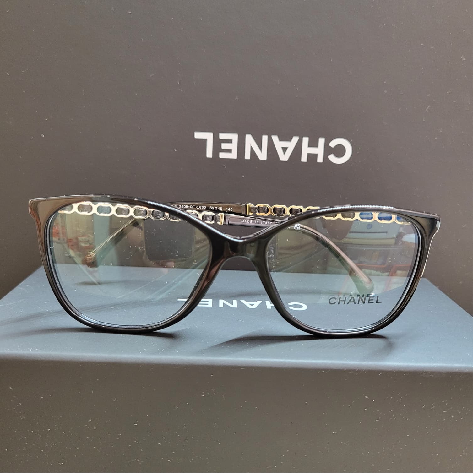 CHANEL CH3408 glasses 皮穿鏈子平光眼鏡