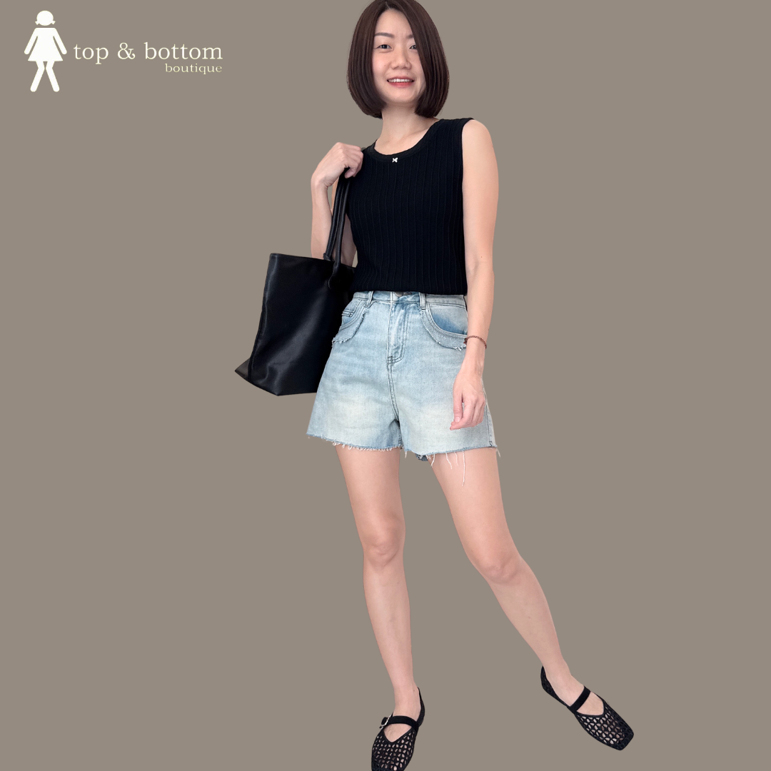 FURRY DENIM SHORTS