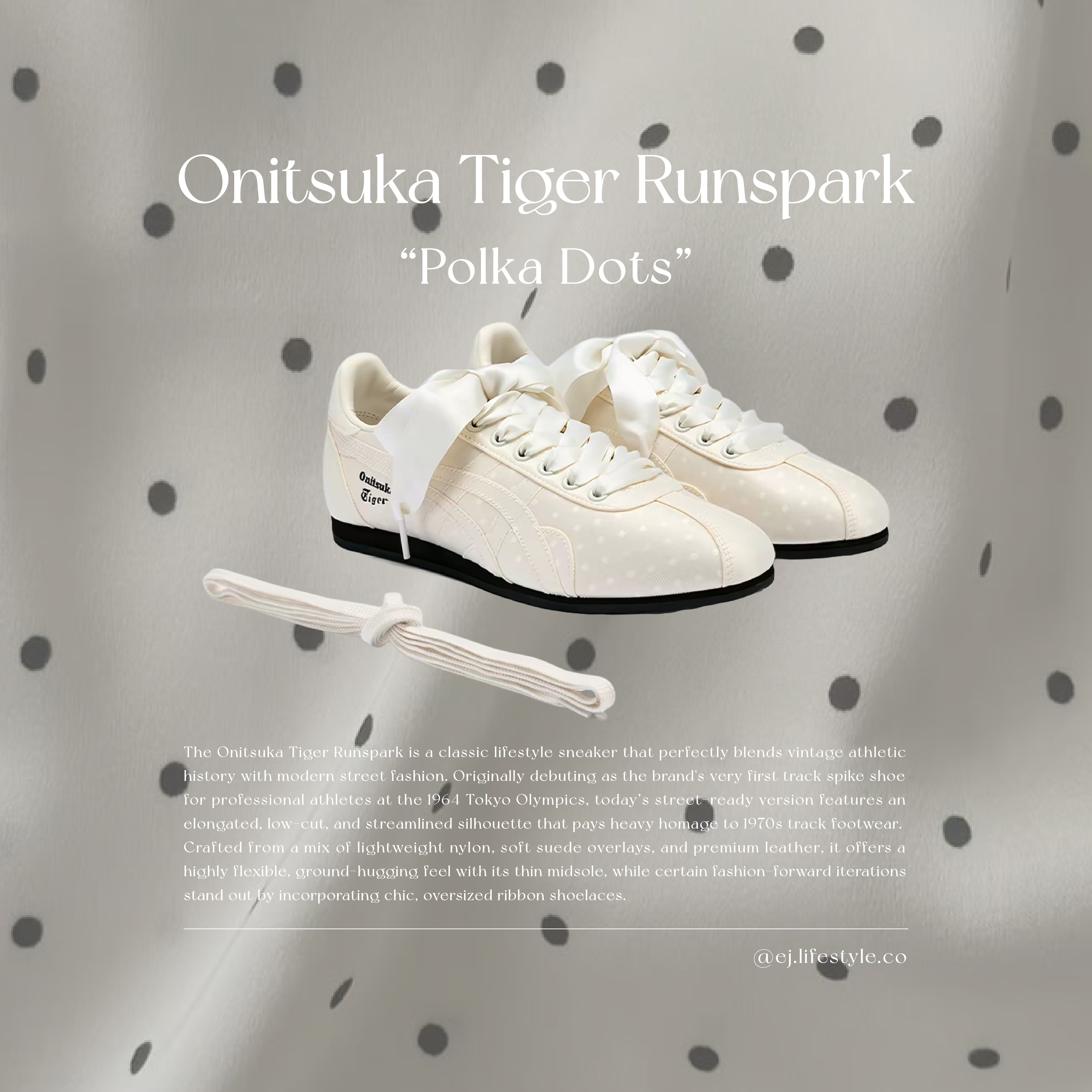 Onitsuka Tiger Runspark 鬼塚虎 波點系列 奶油白 黑底 女鞋 1183C713-100 / 預購
