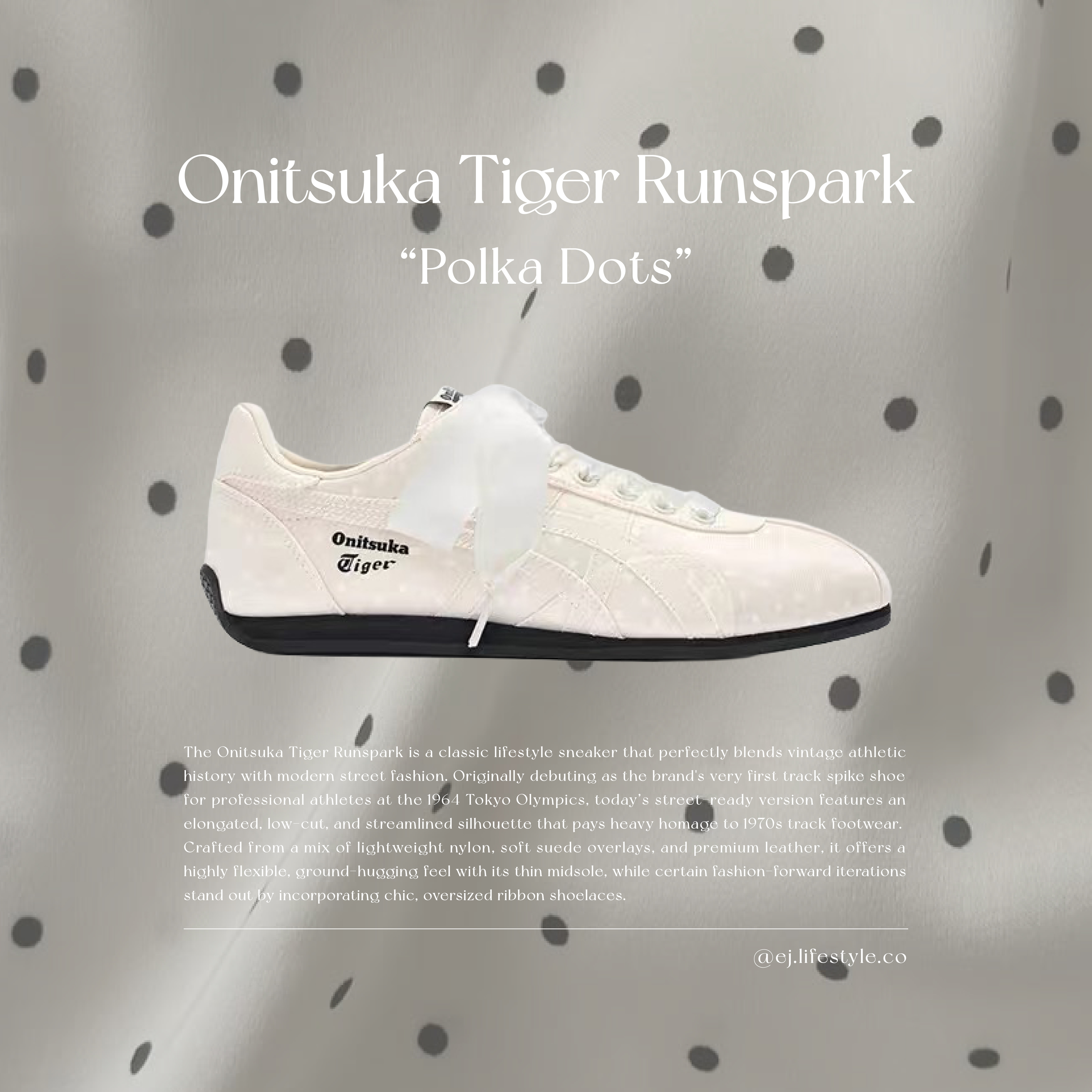Onitsuka Tiger Runspark 鬼塚虎 波點系列 奶油白 黑底 女鞋 1183C713-100 / 預購