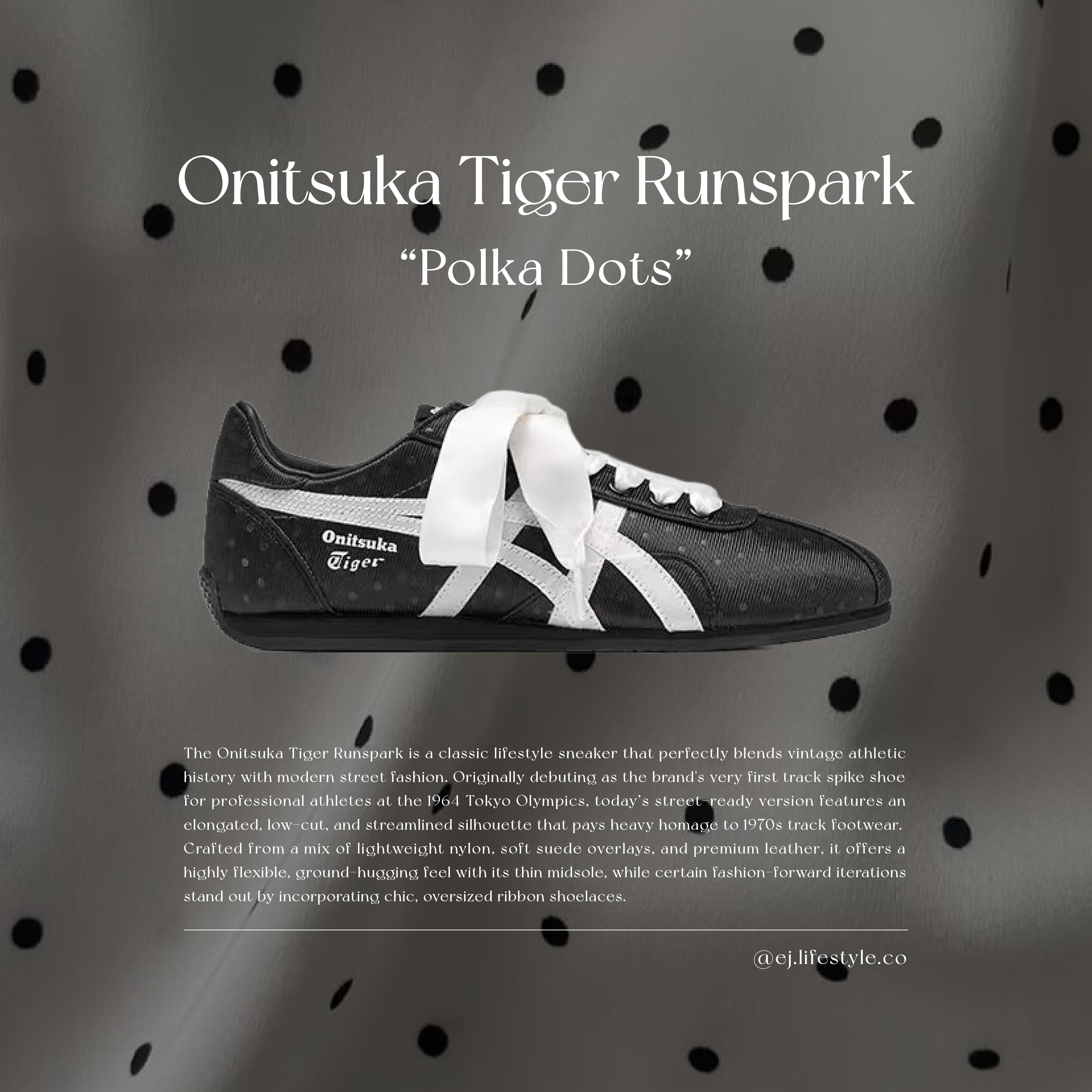Onitsuka Tiger Runspark 鬼塚虎 波點系列 黑白 女鞋 1183C713-001 / 預購