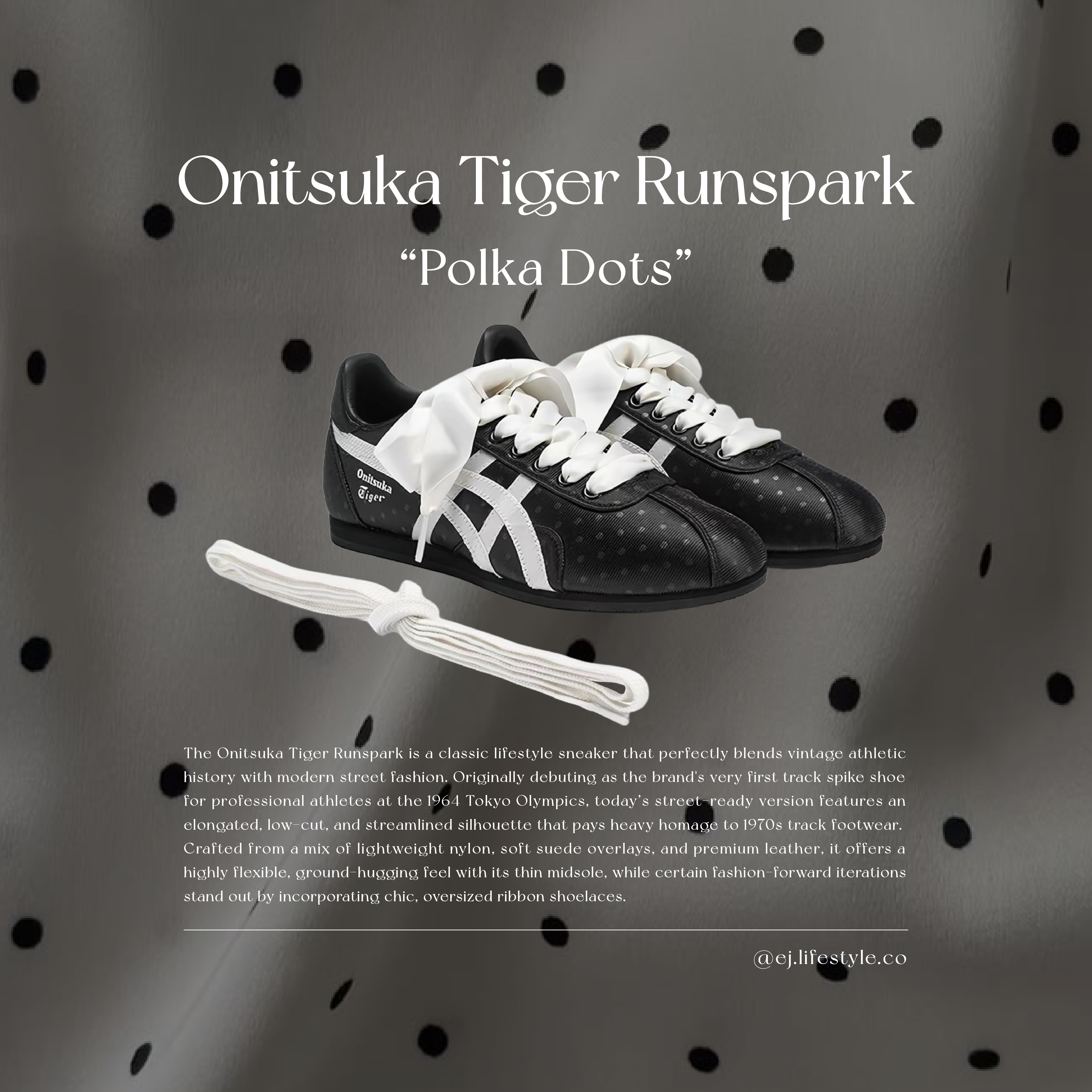 Onitsuka Tiger Runspark 鬼塚虎 波點系列 黑白 女鞋 1183C713-001 / 預購