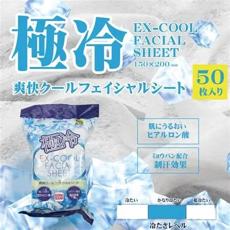 日本 HADARIKI 爽快冰涼面部濕紙巾 50'S （1套2包）