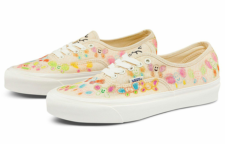 【代購】Vans x Sandy Liang Authentic 44 DX 44 DX Canvas Abrasion Resistant Lightweight Low top Skateboard Shoes Unisex Ecru VN0A5KX4AXH