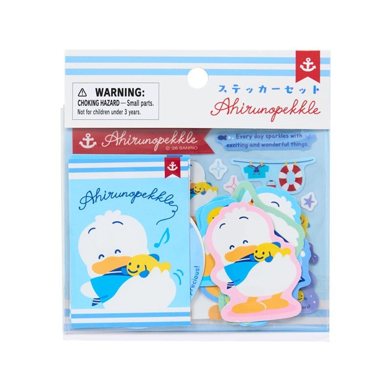 日本 Sanrio Ahirunopekkle AP鴨 生日 夏日航海設計系列 貼紙