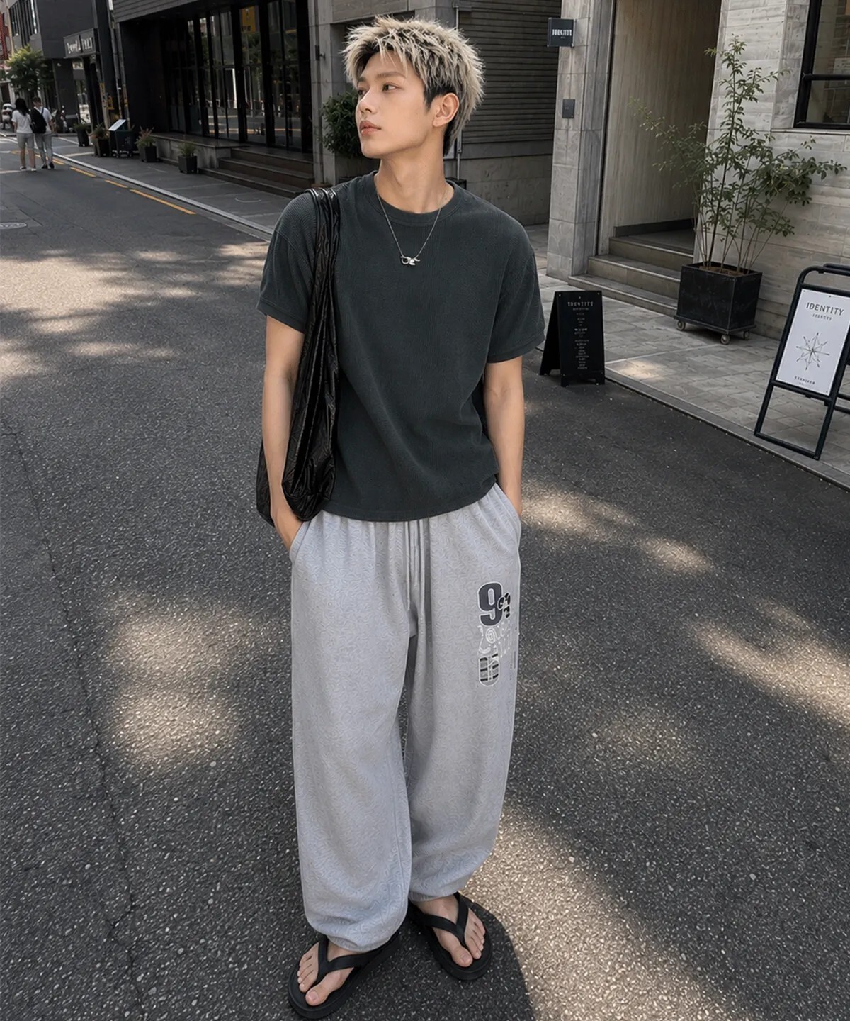 【OWN】Covernat 短袖 上衣 華夫格紋 短T 刺繡 小LOGO 標籤 落肩 寬鬆 休閒 百搭 男款 深藍色 CO2603STH2DB