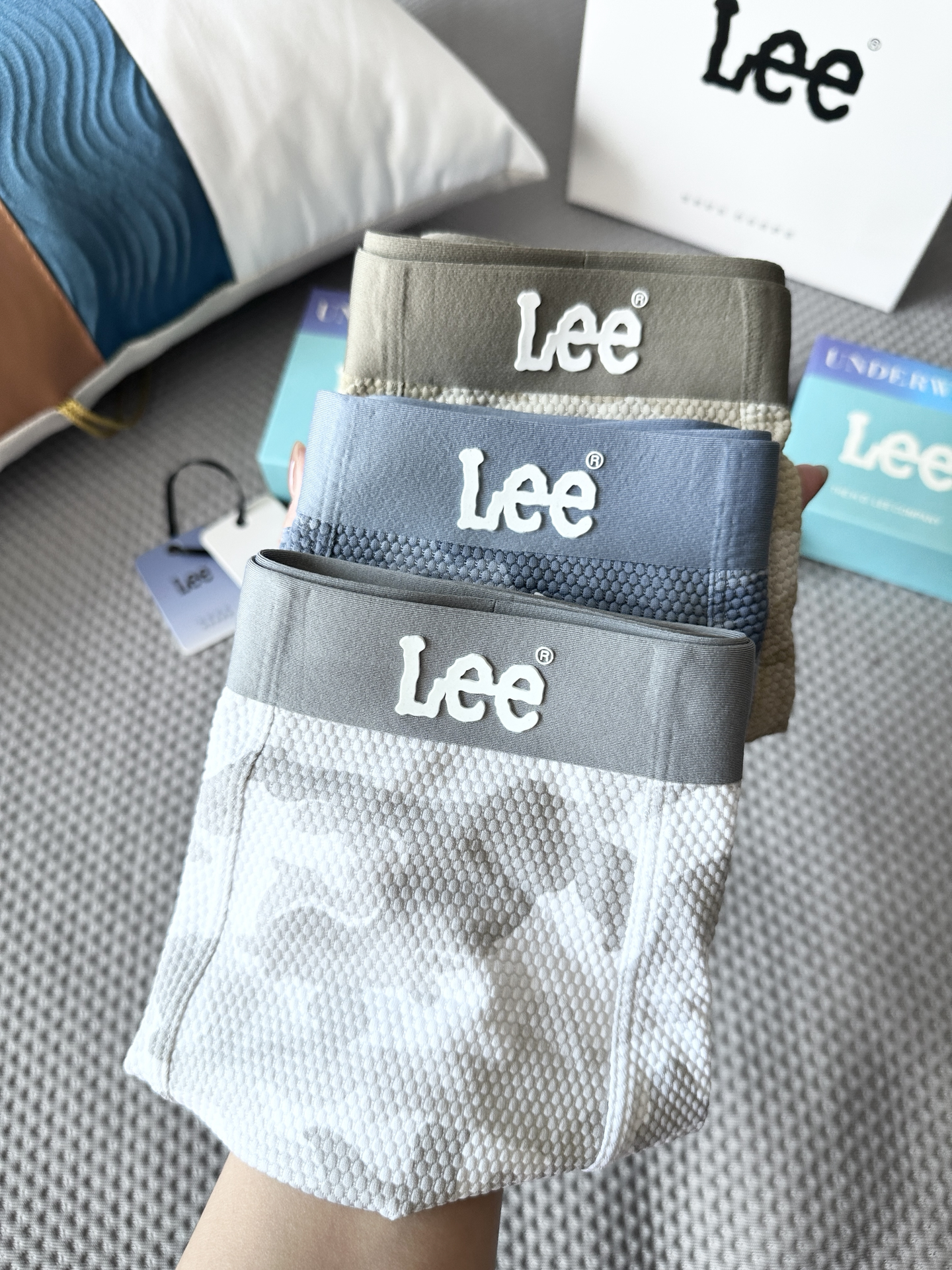 代購-Lee 迷彩 網孔 冰絲 涼感 內褲 四角褲 3條裝
