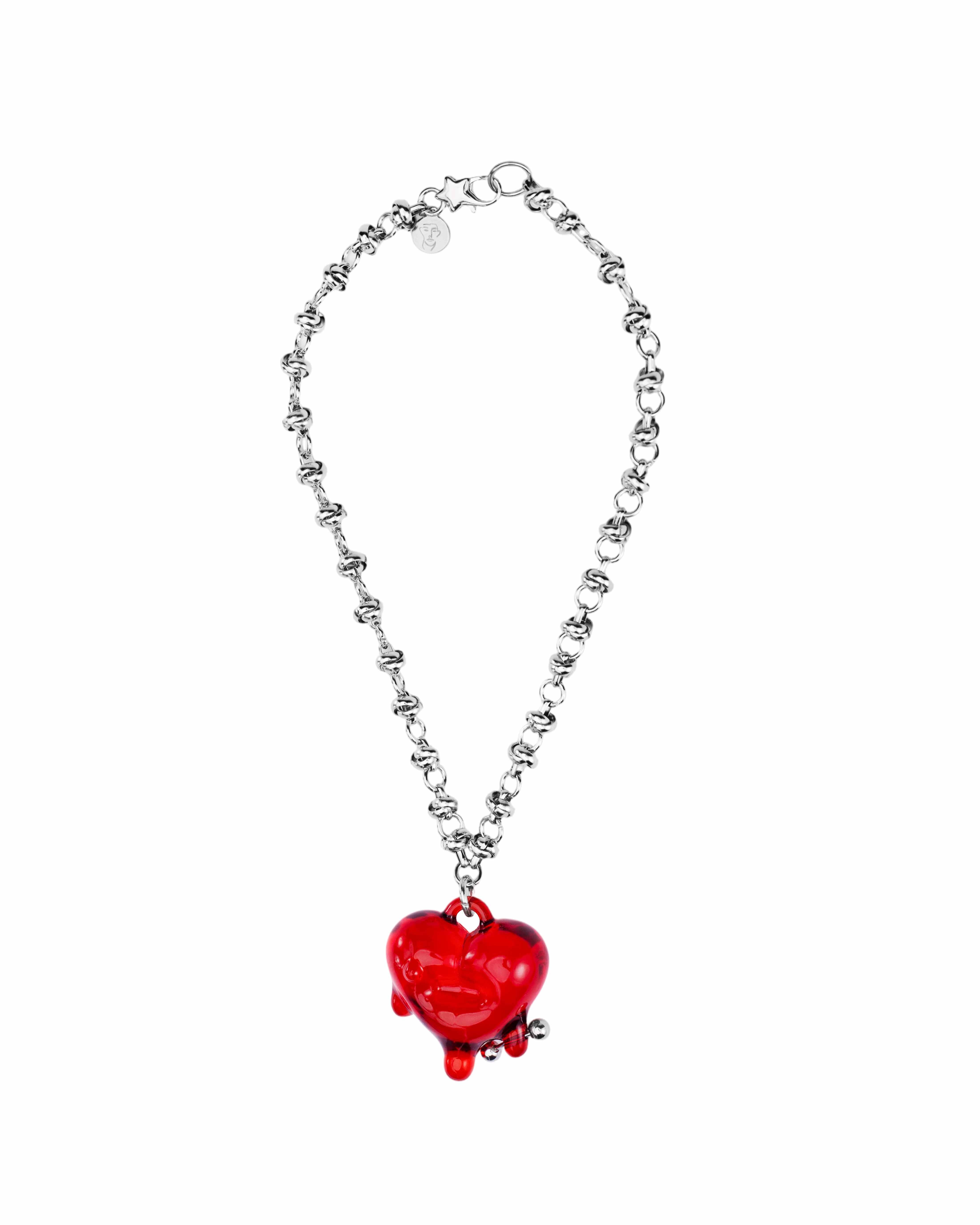 JIMI MELTED HEART NECKLACE - Transparent Red