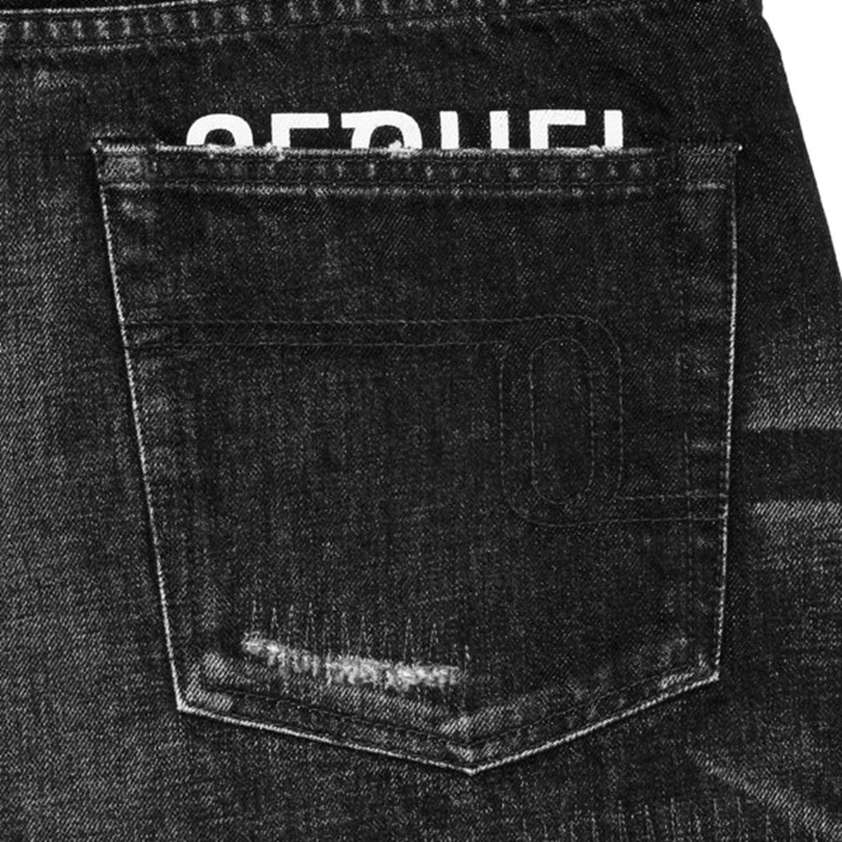 SEQUEL JAPAN 2026 x FRAGMENT DAMAGED DENIM PANTS / BLACK (SQ-26SS-PT-08) - SLIM FIT PRE ORDER ITEM (預訂中)
