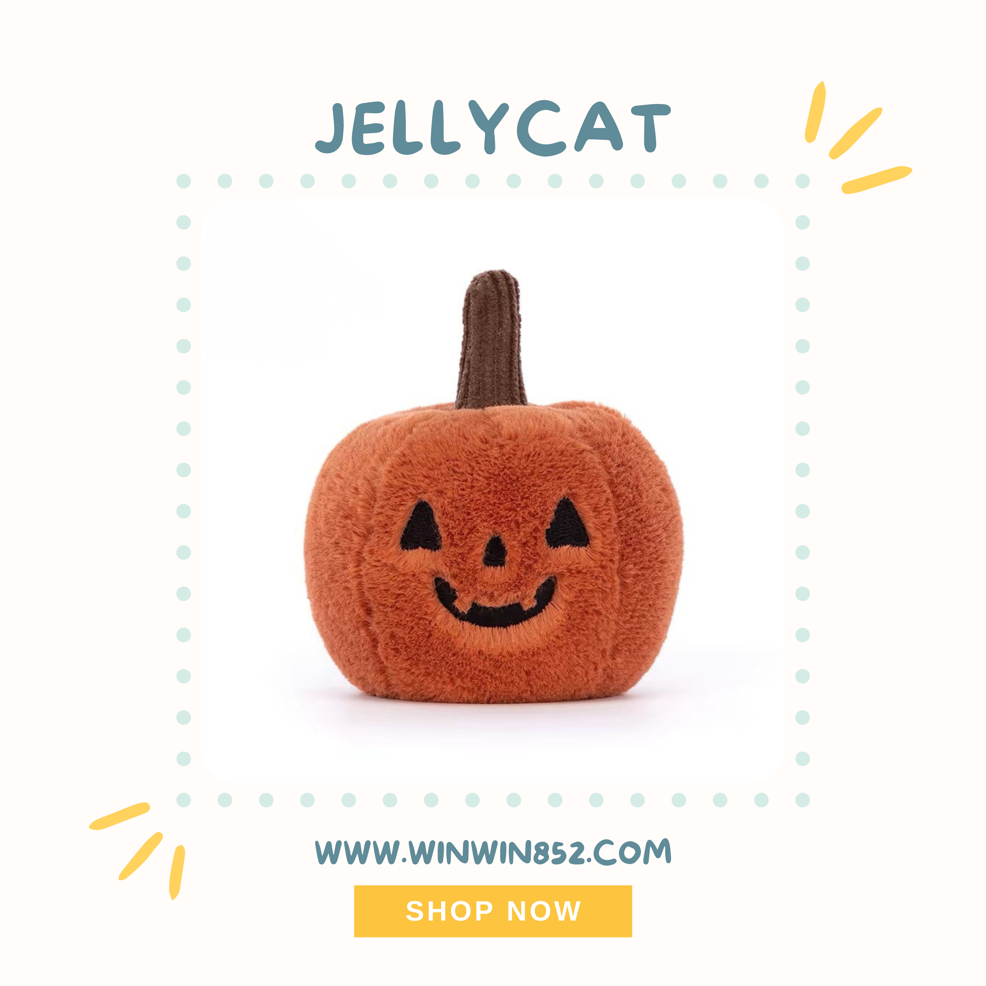 Jellycat Ooky Jack o lantern - 8cm 2024 version