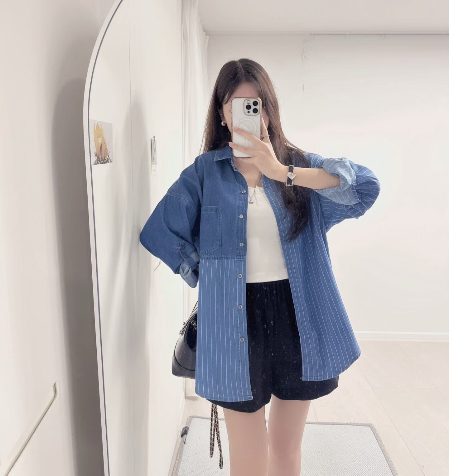 LU6425 拼布牛仔襯衫
