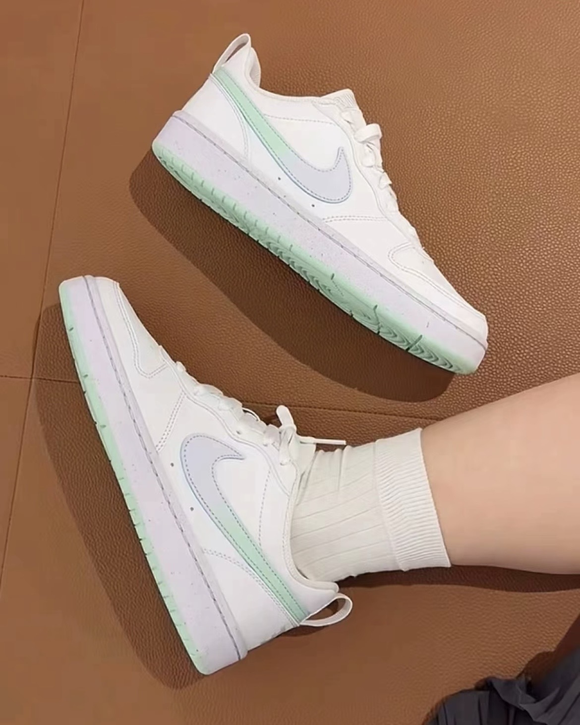 【逢甲 FUZZY】Nike Court Borough GS 小Dnuk 白藍綠 漸層勾 IQ6529-100