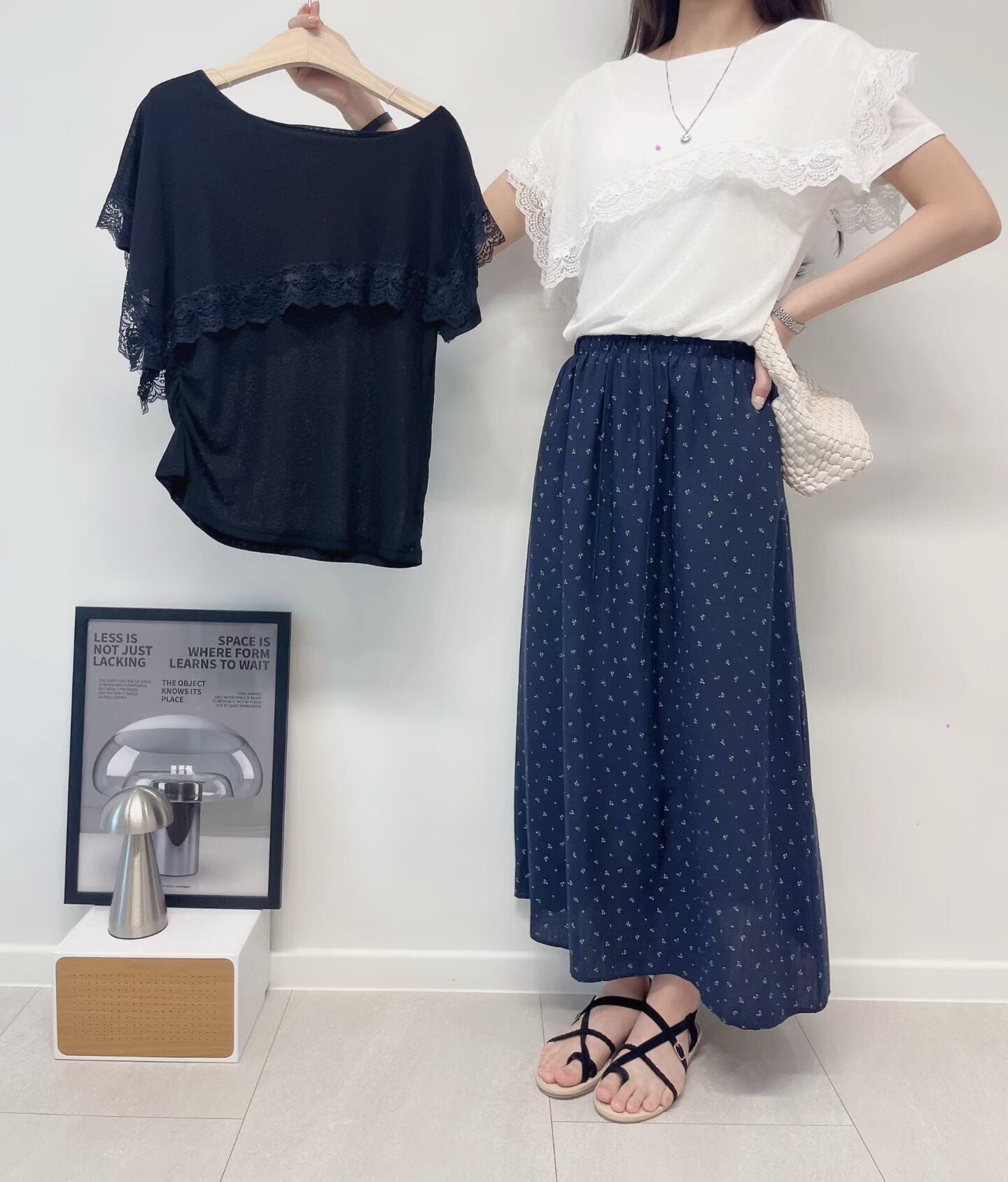 LU6434 蕾絲花邊方形披肩上衣