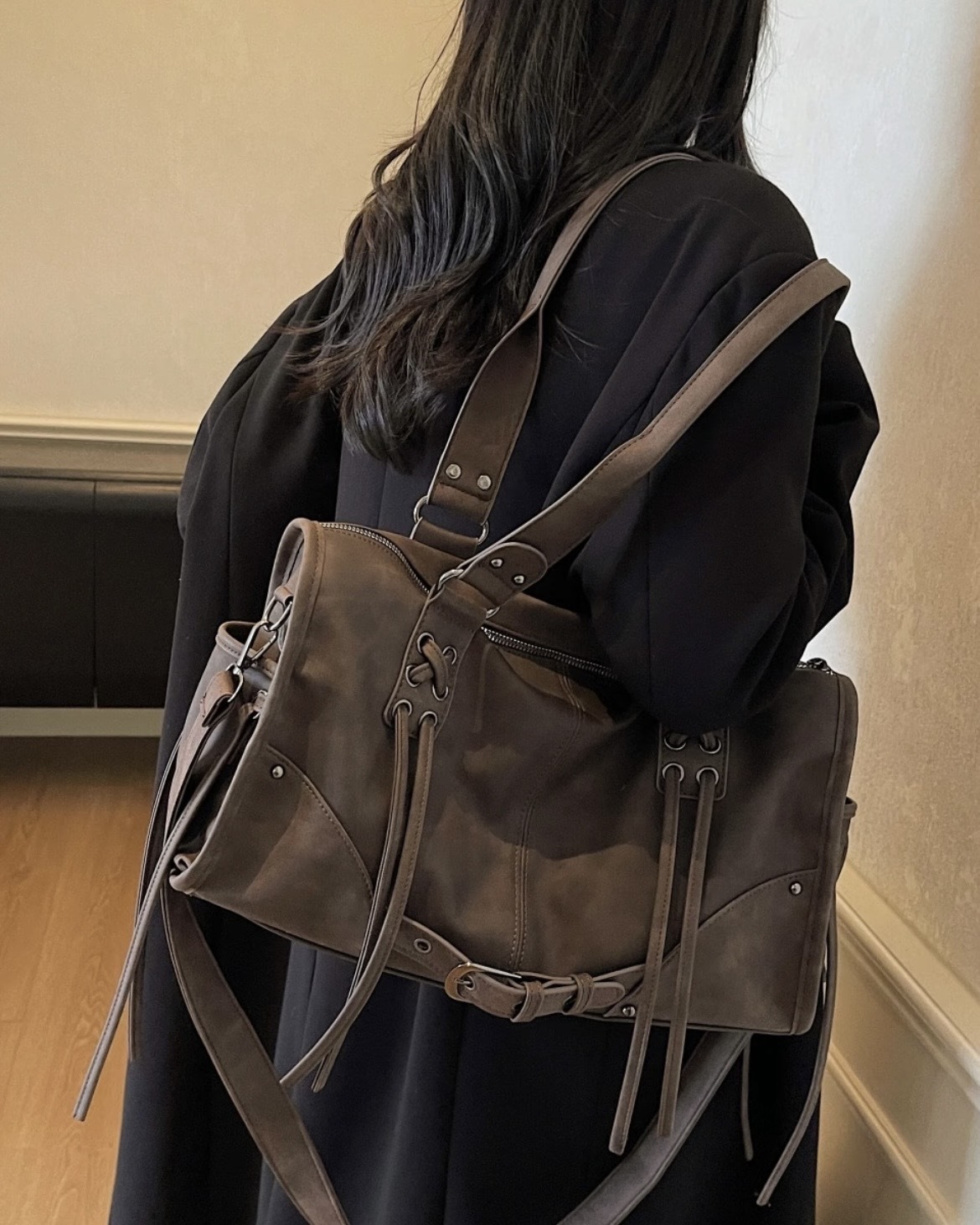<ㄅ級分>XIN SELECT 韓國 2WAY 皮革 流蘇 腰帶 機車包 三色