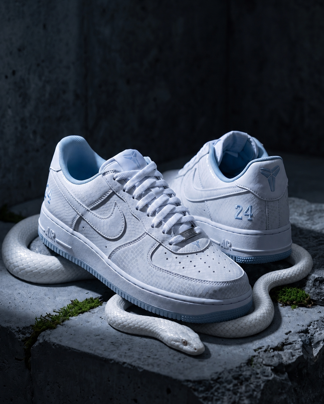 Nike x Kobe Bryant Air Force 1 Low "Armory Blue" AF1 淺藍白 蛇麟 刺繡 科比 曼巴