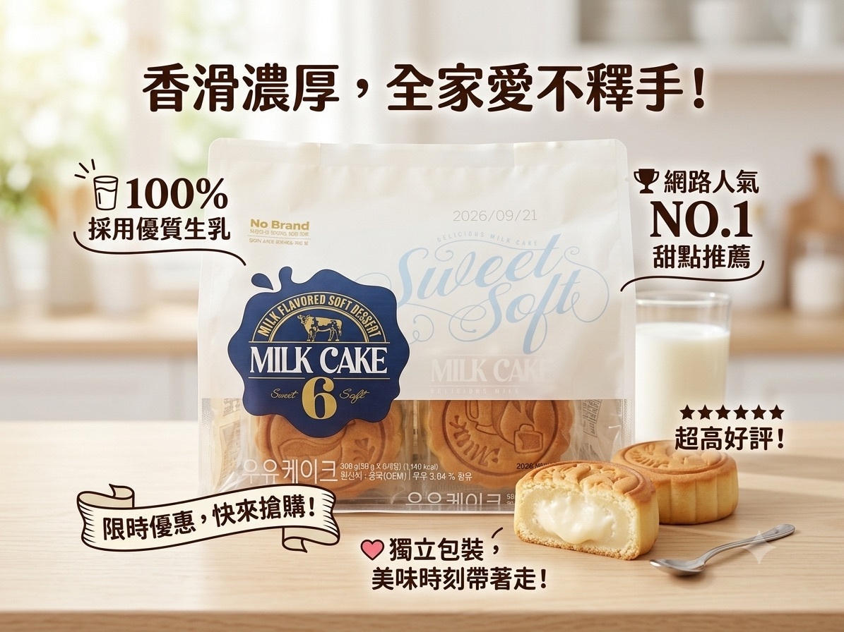 超推介 韓國牛奶蛋糕（6個獨立包裝）（K8 TA781）