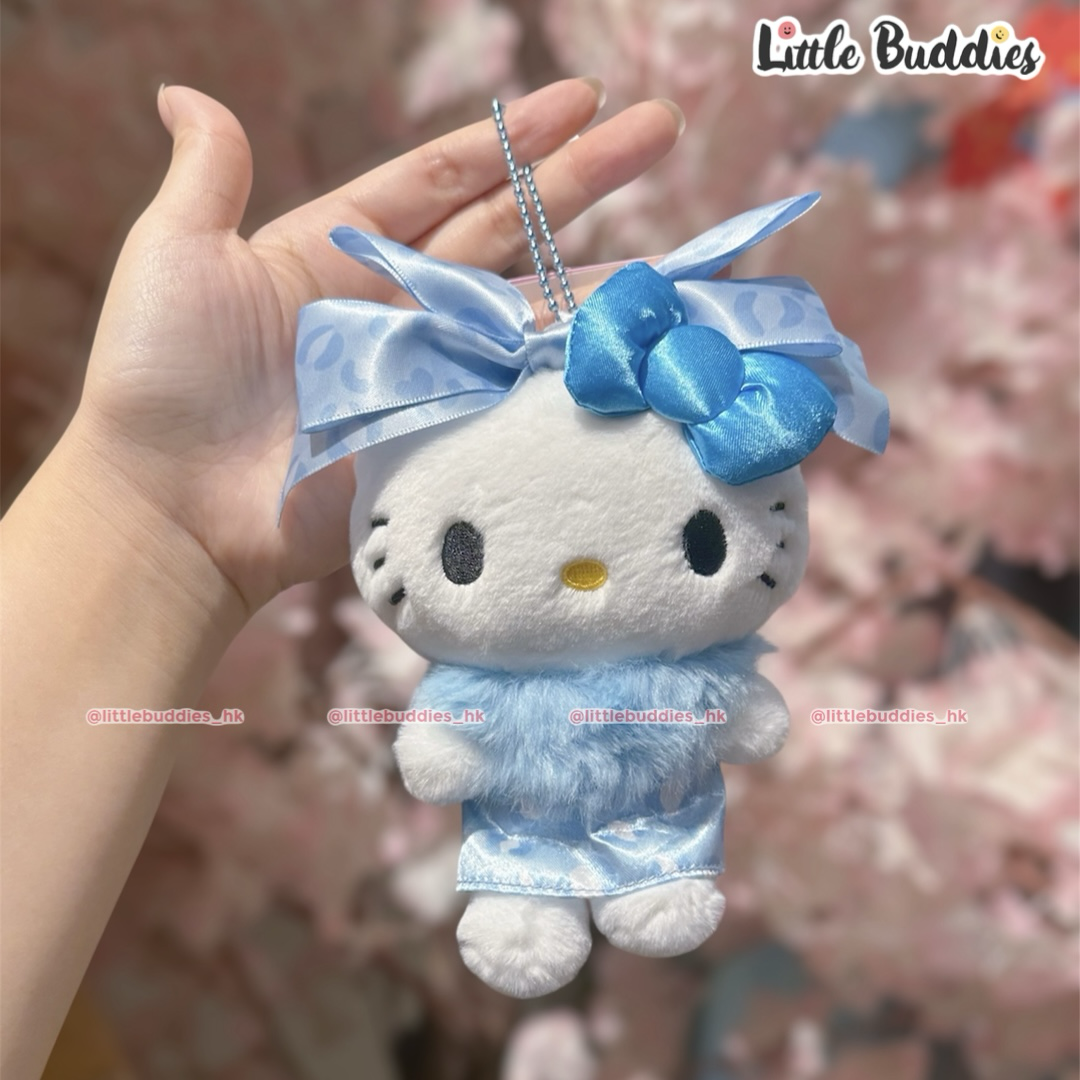 日本 Sanrio 藍色/水色豹紋蝴蝶結造型 公仔匙扣