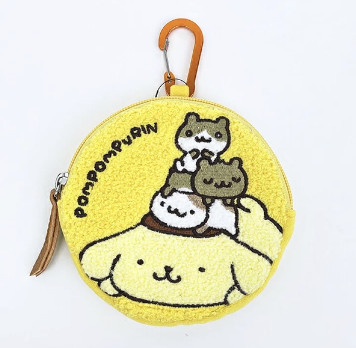 【5折優惠】JP 布丁狗 毛巾刺繡圓形散子包 黃 快扣 4156 TK260723