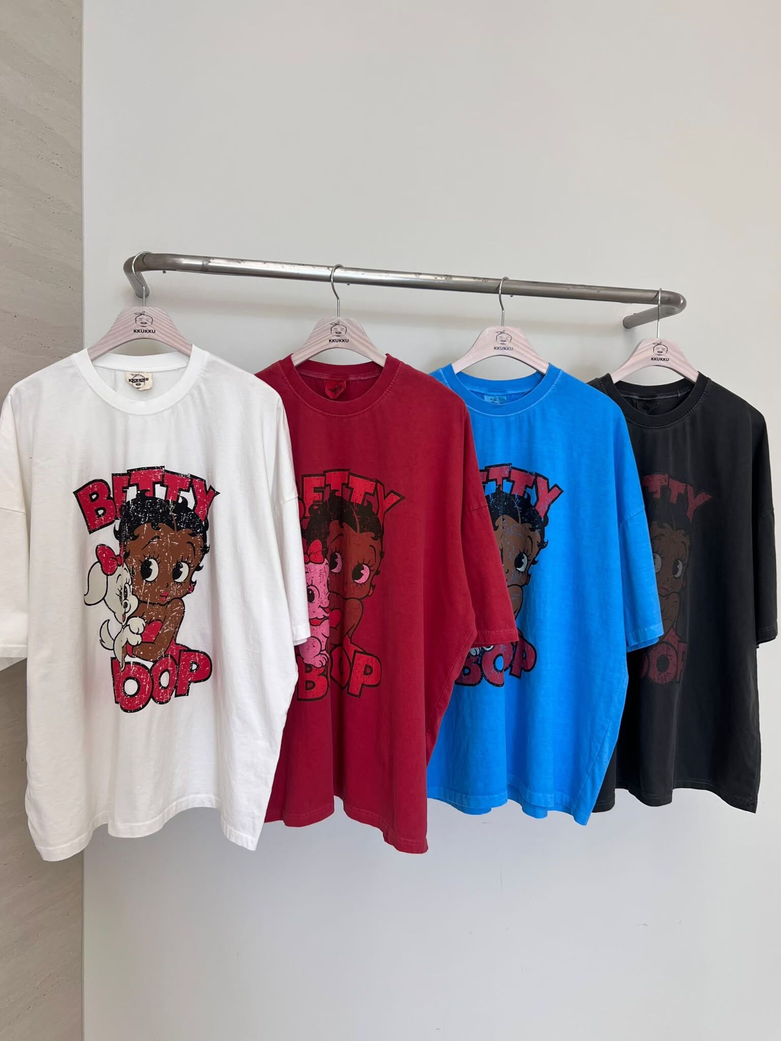 OverSize洗水卡通圖案短袖Tee KKUKKU-058T