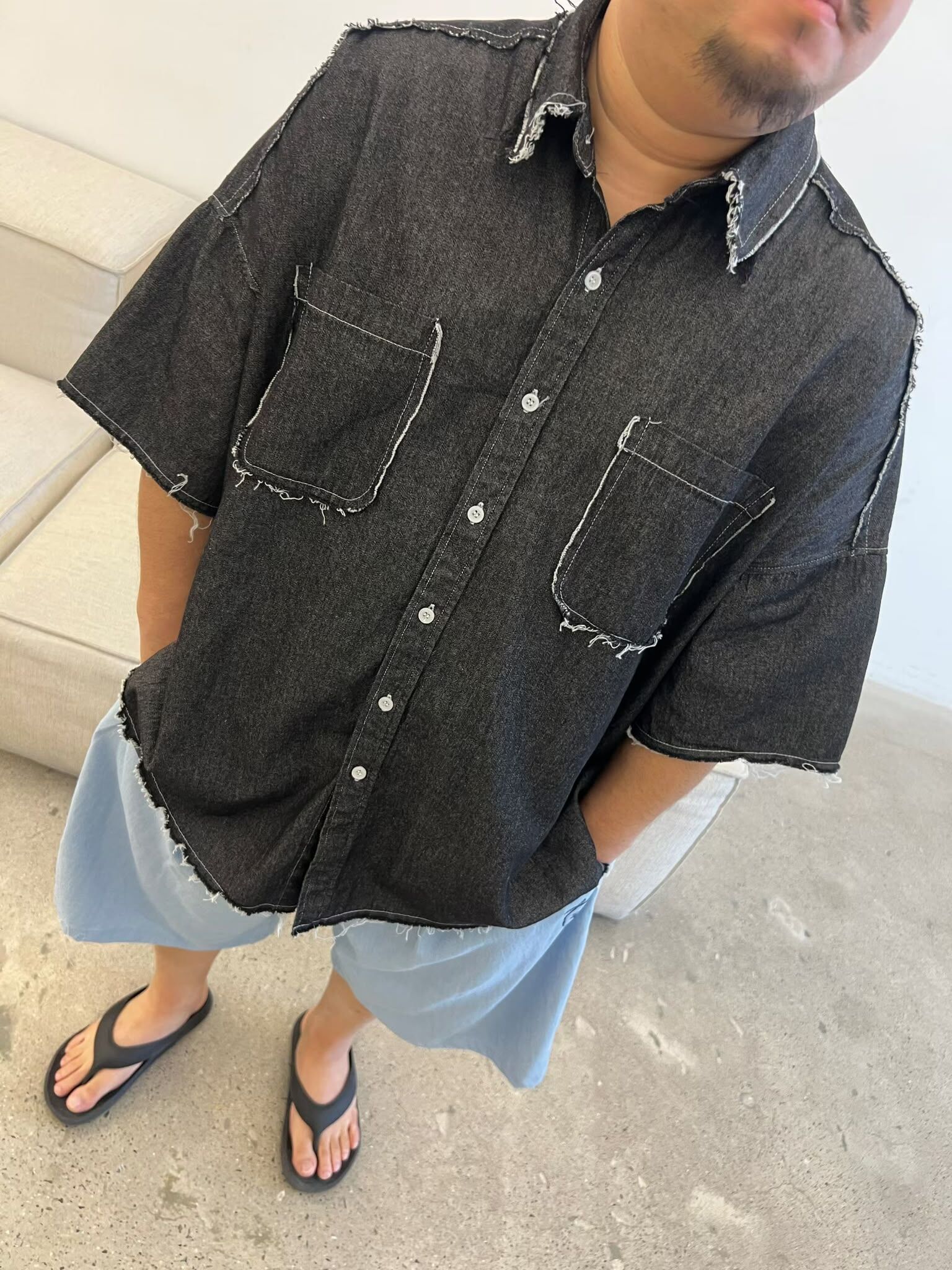 OverSize牛仔短袖恤衫 KKUKKU-059S