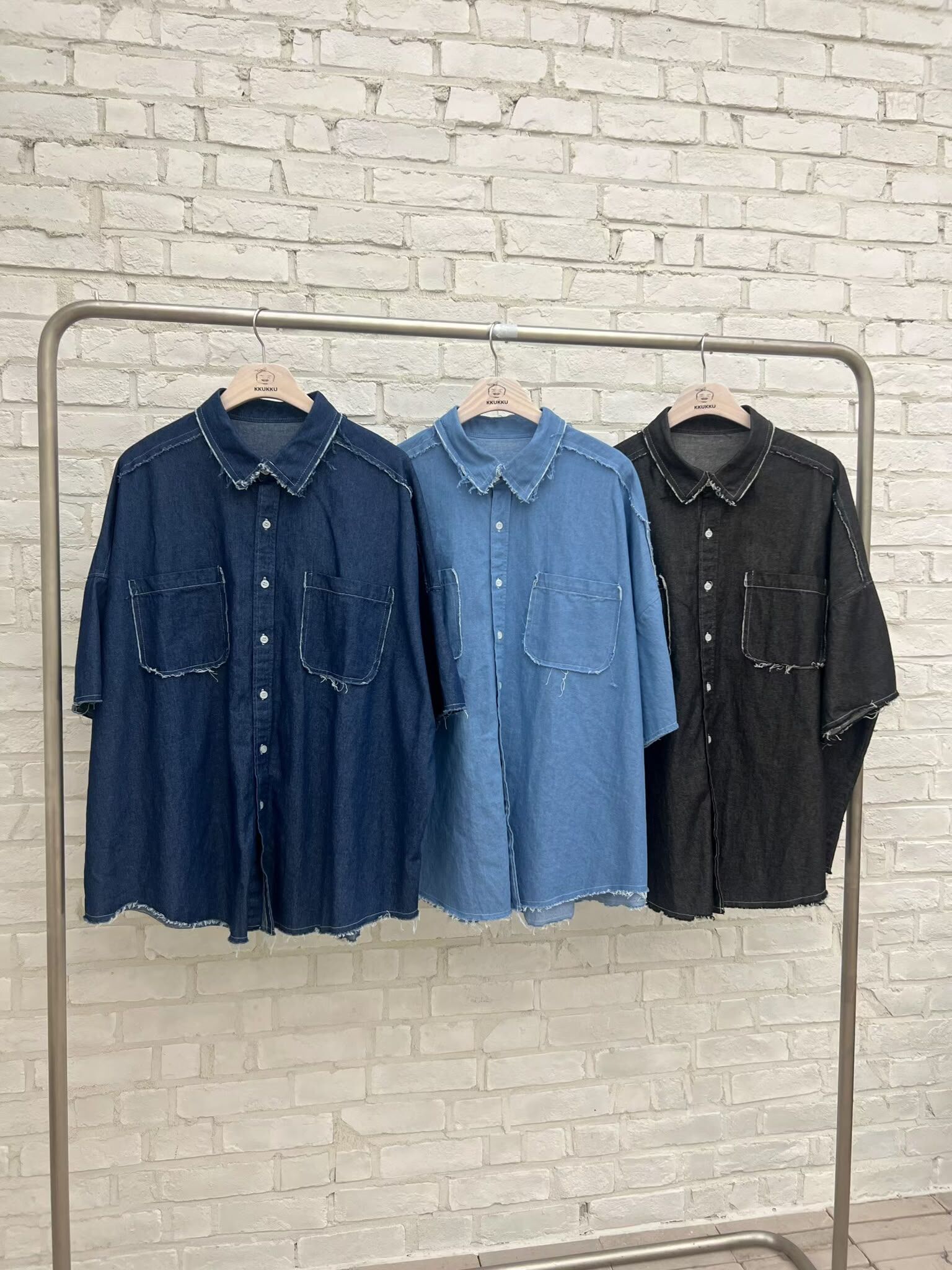 OverSize牛仔短袖恤衫 KKUKKU-059S