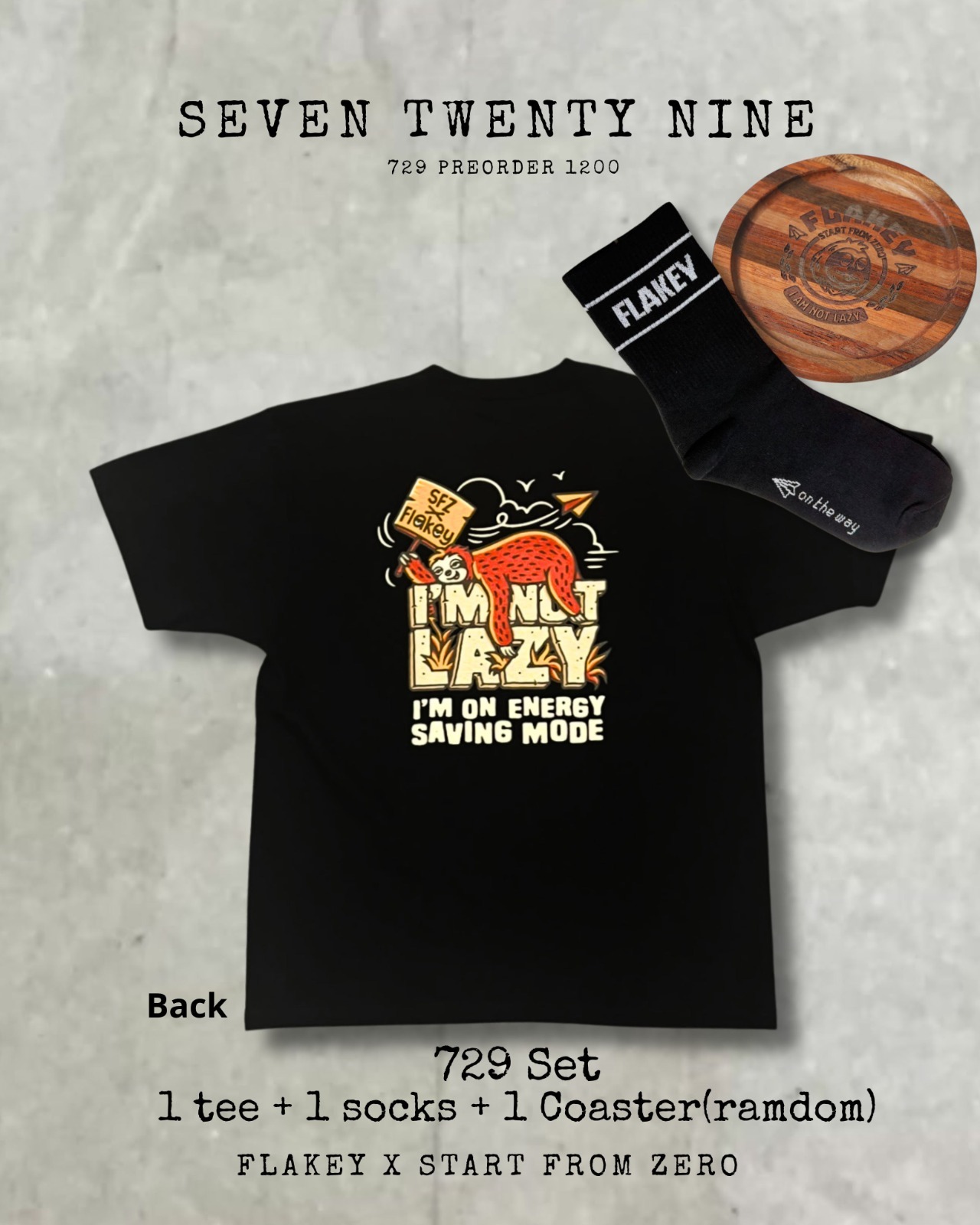 729 I AM CHARGING printed 黑色 T-shirt SET