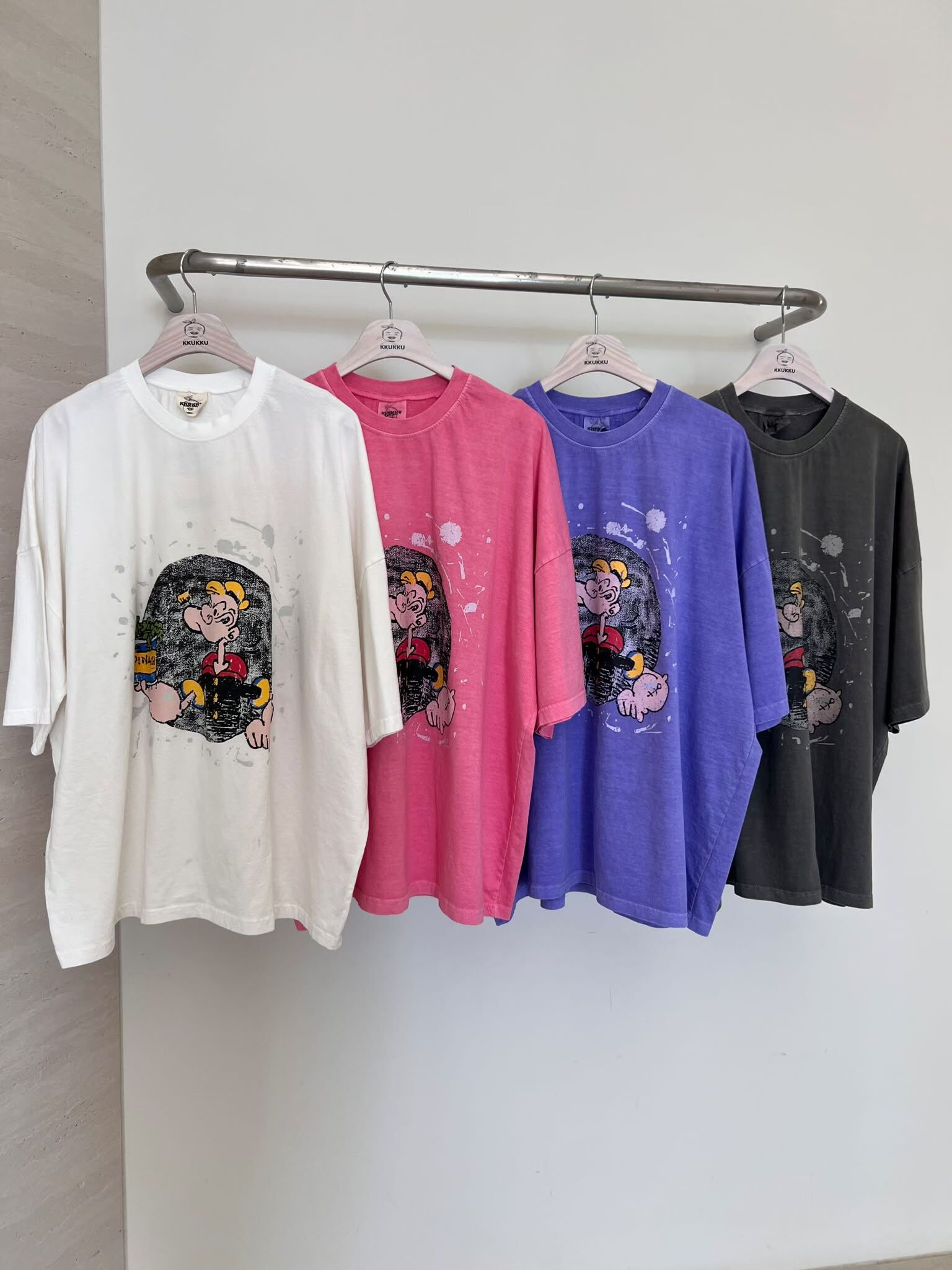 OverSize洗水卡通圖案短袖Tee KKUKKU-068T