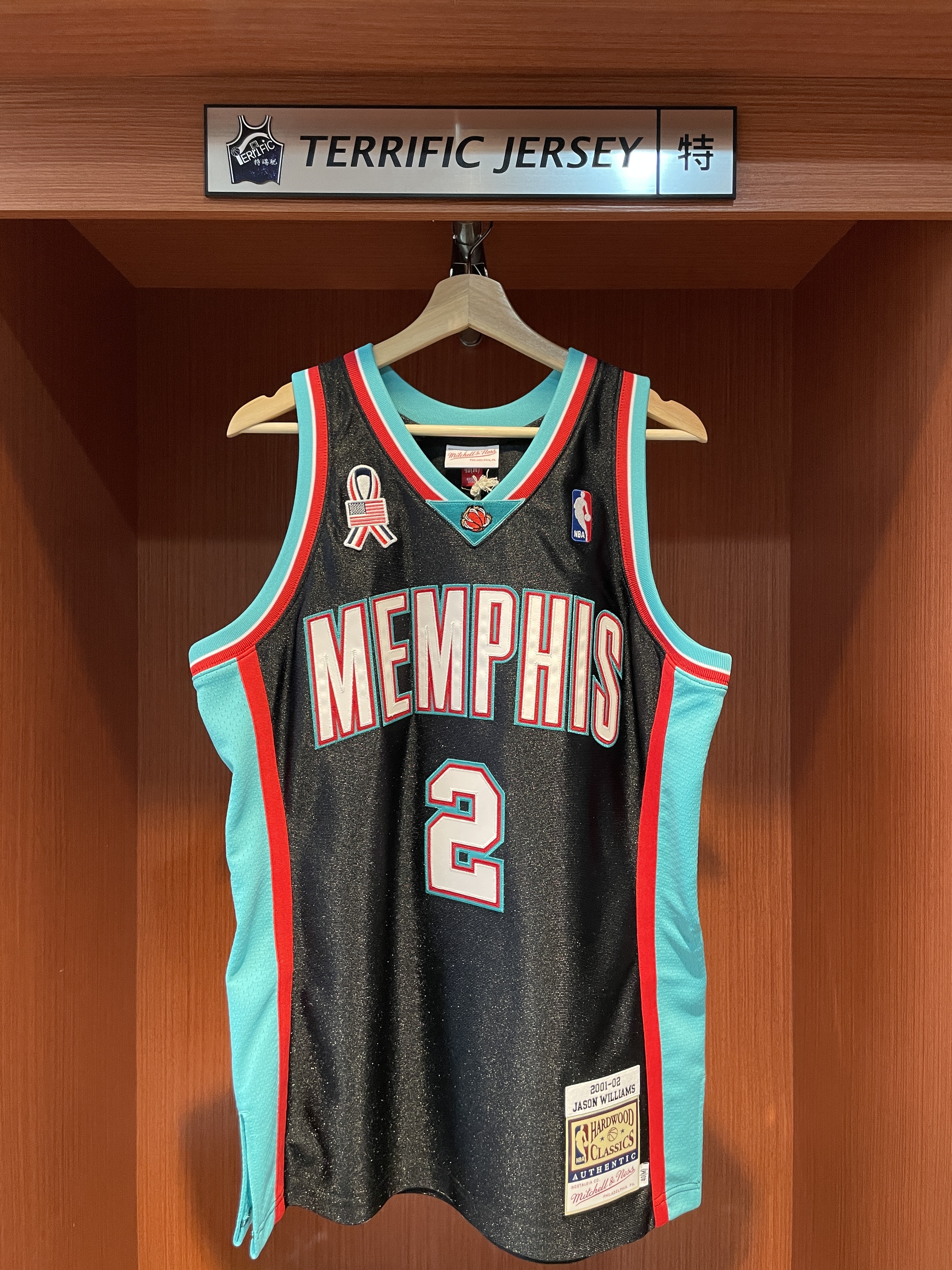 NBA球衣 Jason Williams 曼菲斯灰熊黑 01-02 911章 M&N Authentic 球員版 電繡 全新