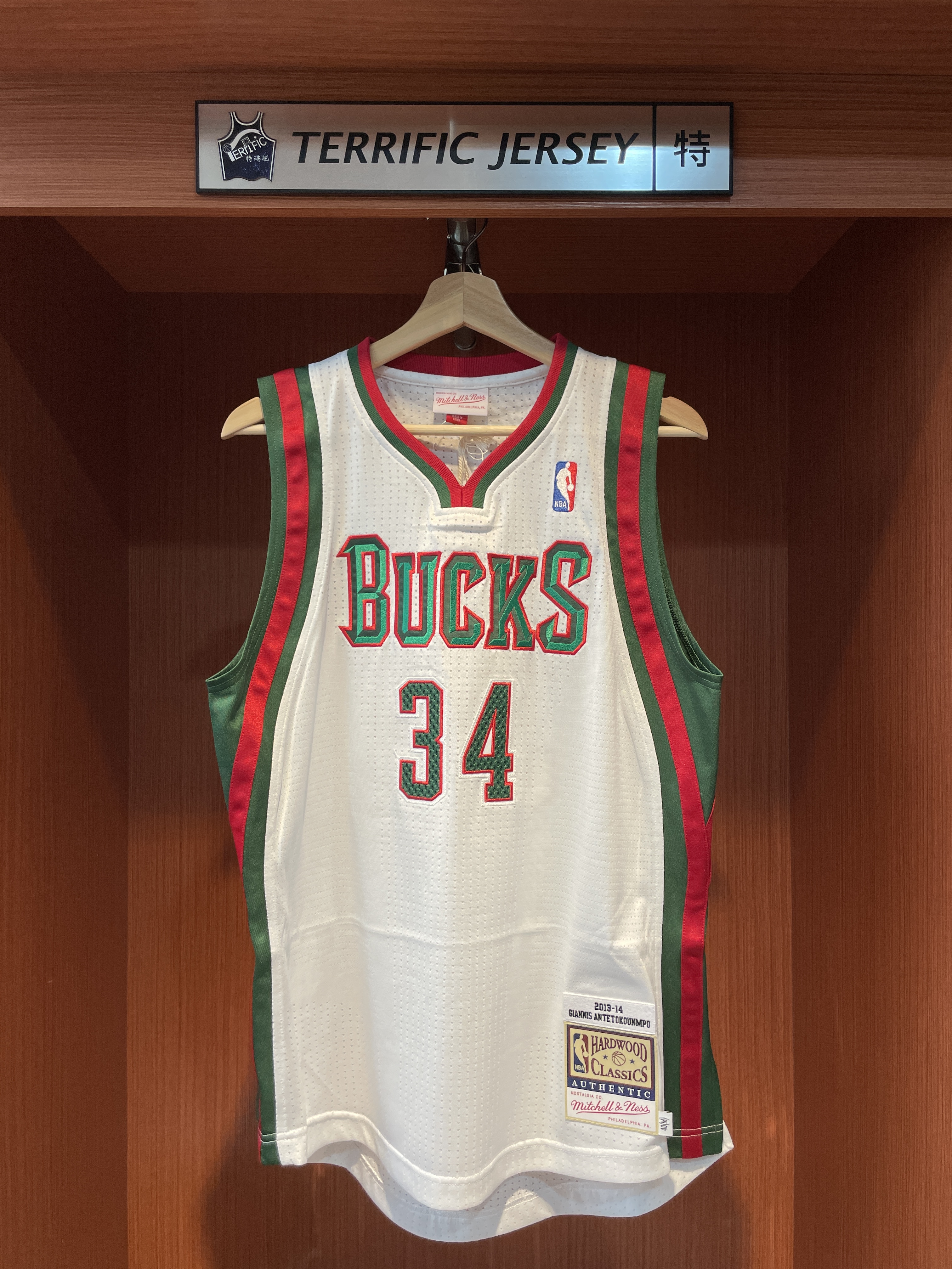 NBA球衣 Giannis Antetokounmpo 密爾瓦基公鹿 主場白 13-14 新人年 M&N Authentic 球員版 電繡 全新