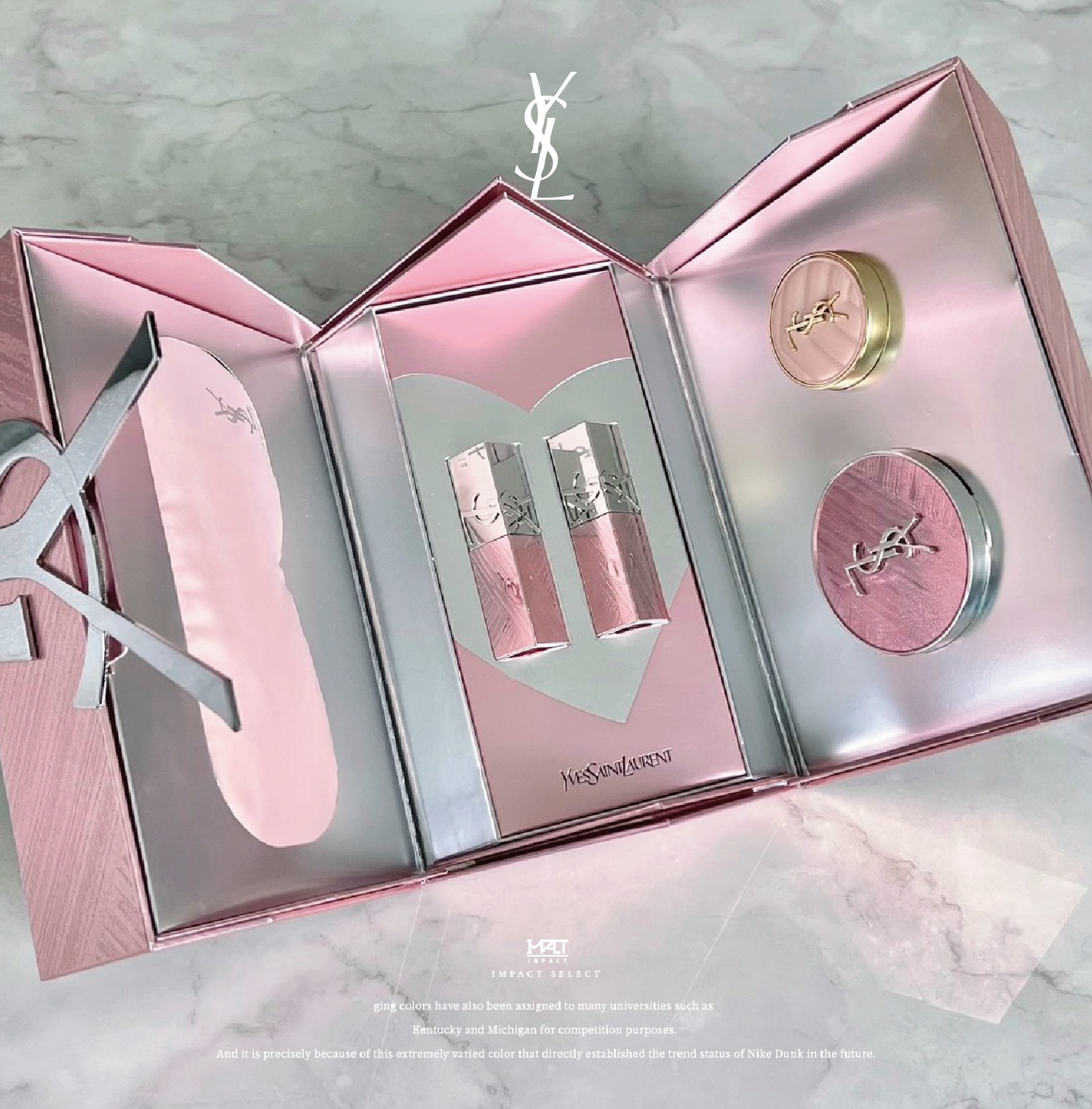 YSL 聖羅蘭 海外限定 對開 三折 七夕禮盒 粉氣墊口紅套裝 五件套
