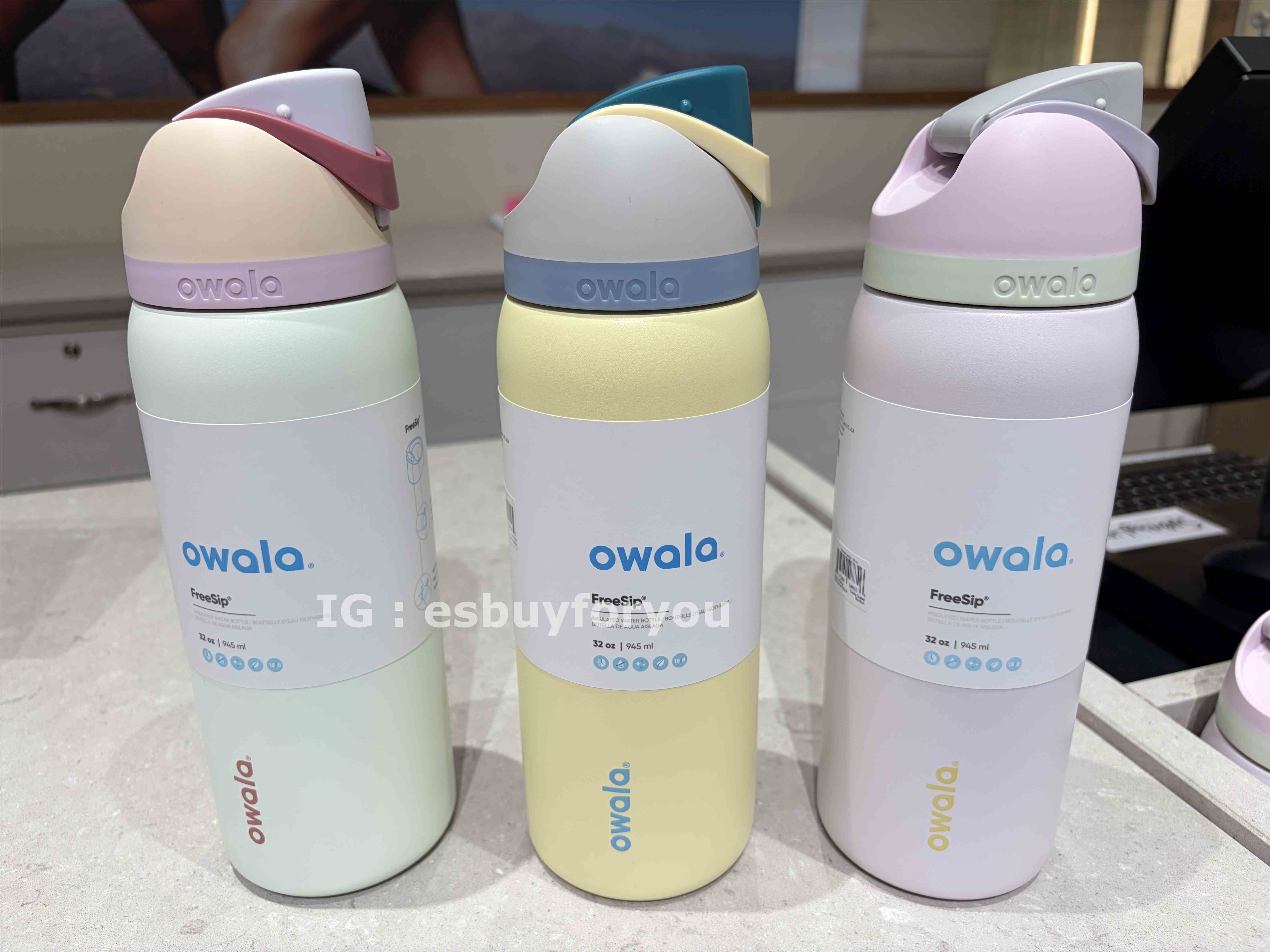 Owala(32oz 945ml) 不鏽鋼 FreeSip 水壺 (內有吸管) (多色)
