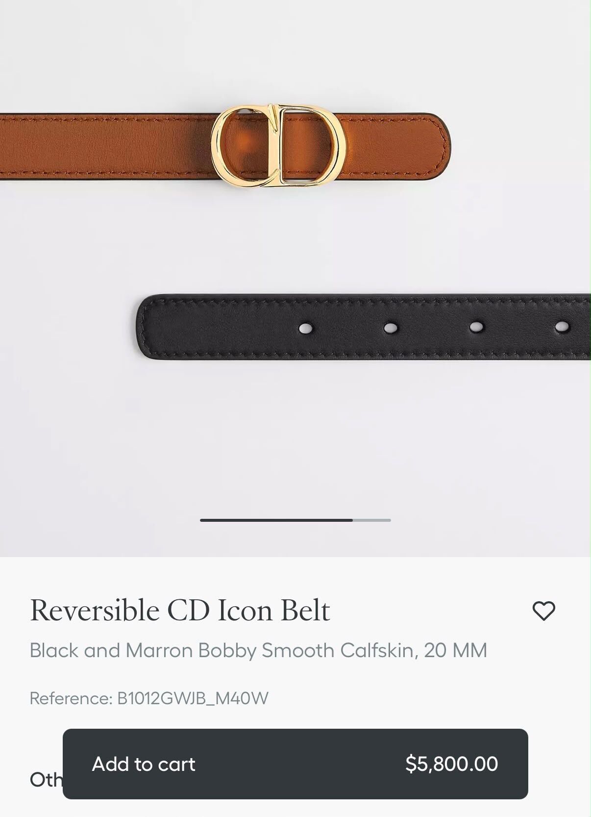 預訂優惠｜DIOR Reversible CD Icon Belt - black & marron bobby