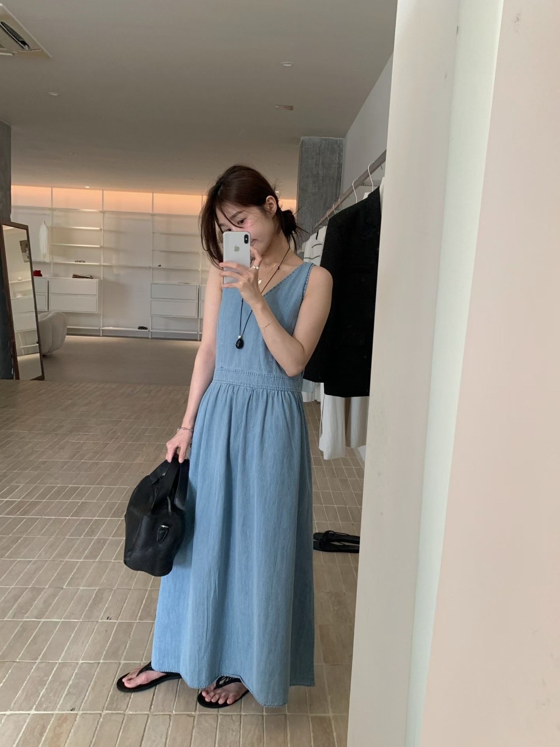 牛仔背心長洋裝