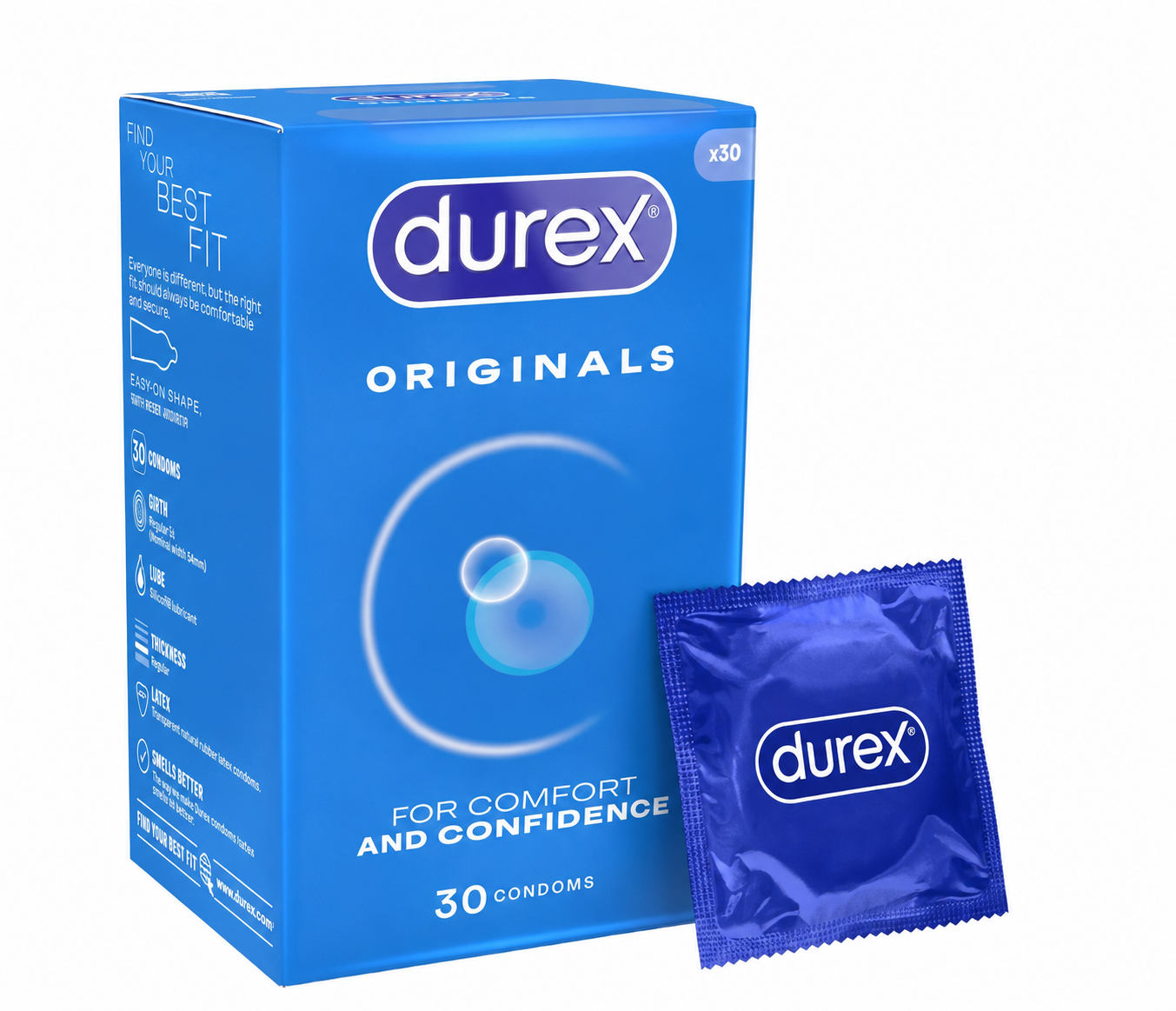 Durex 杜蕾斯 Regular Fit 激情裝 乳膠安全套 30片裝