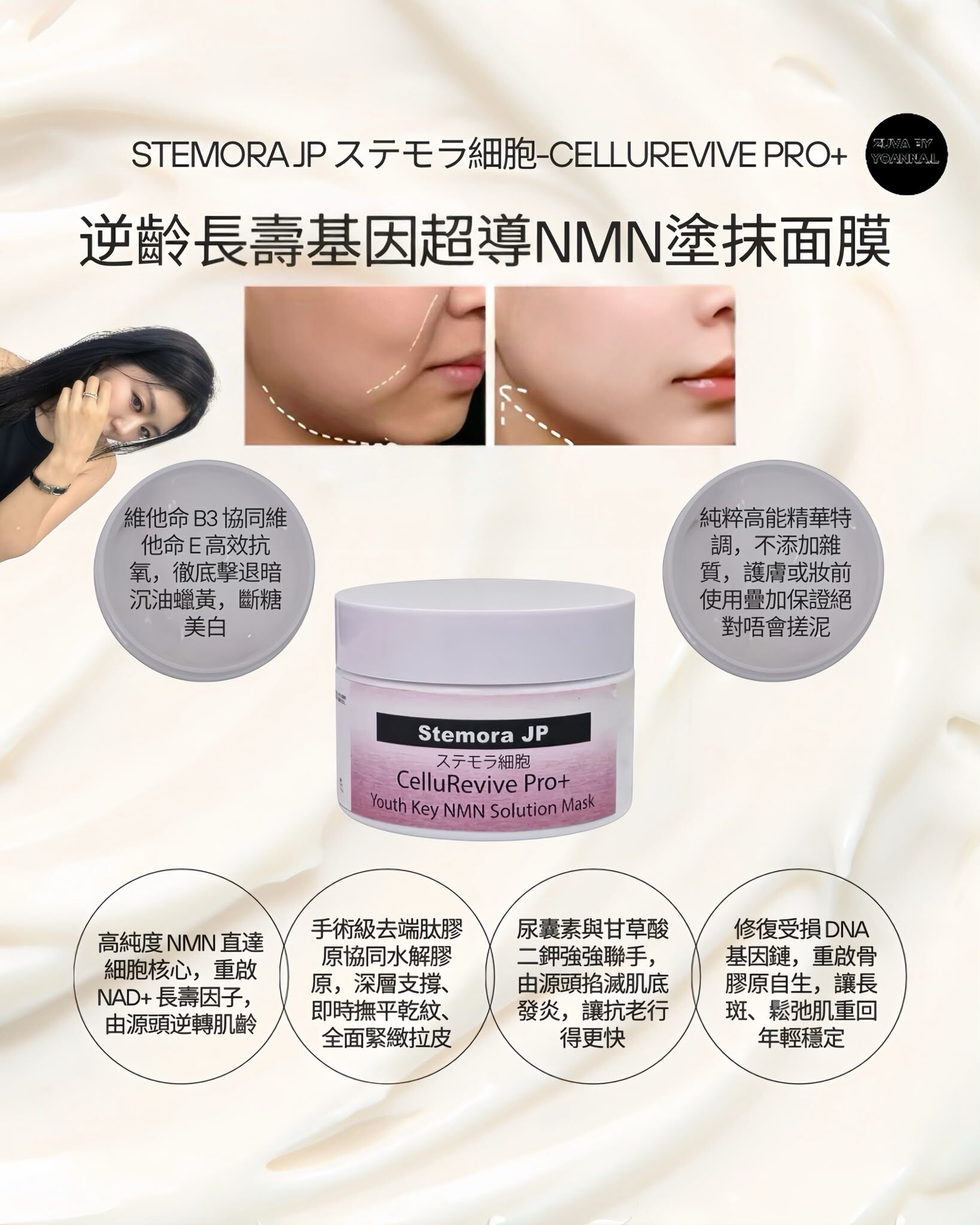 (細胞基因修復鑰匙) 💎 Stemora JP 逆齡長壽基因超導NMN塗抹面膜 100g   T381
