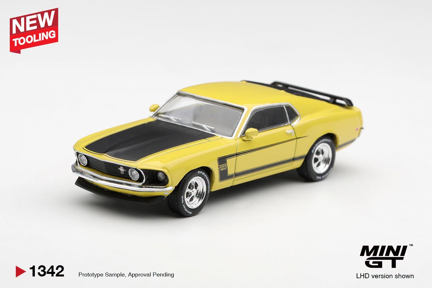 [預訂] MINI GT #1342 福特Ford Mustang Boss 302 1969 亮黃色 左軚