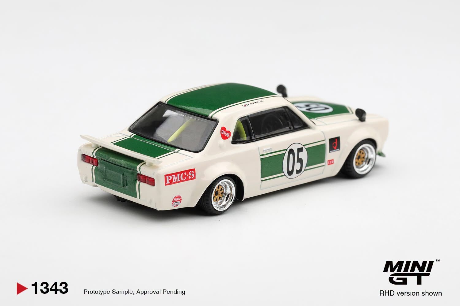 [預訂] MINI GT #1343 日產Nissan Skyline LB-WORKS "HAKOSUKA" 白／綠色 右軚