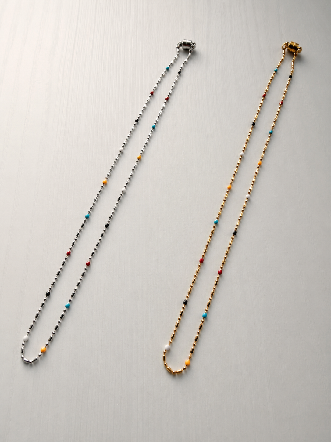 SS magnet random beads necklace